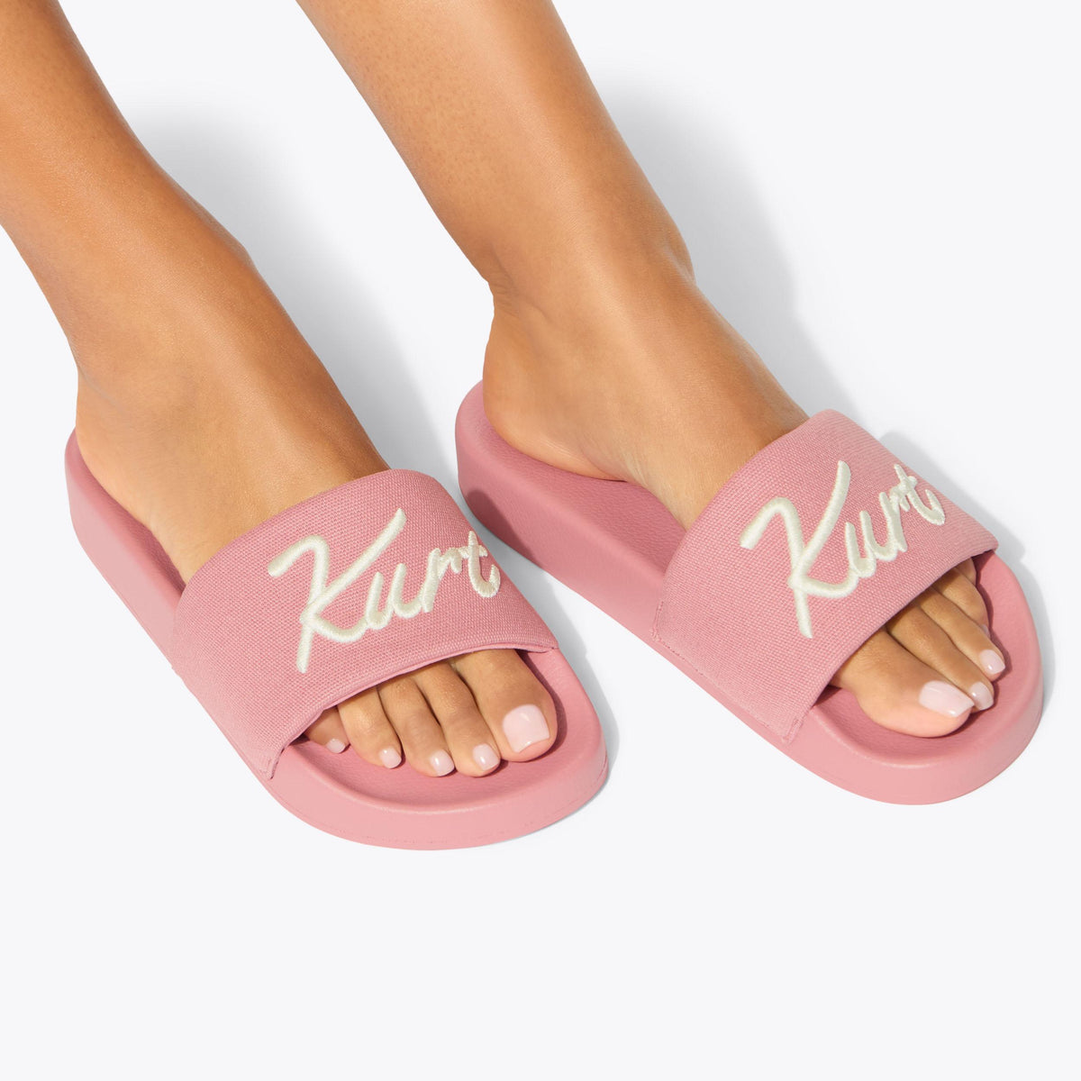 Kurt's Cabana Meena — Pink Canvas Slide, worn on foot