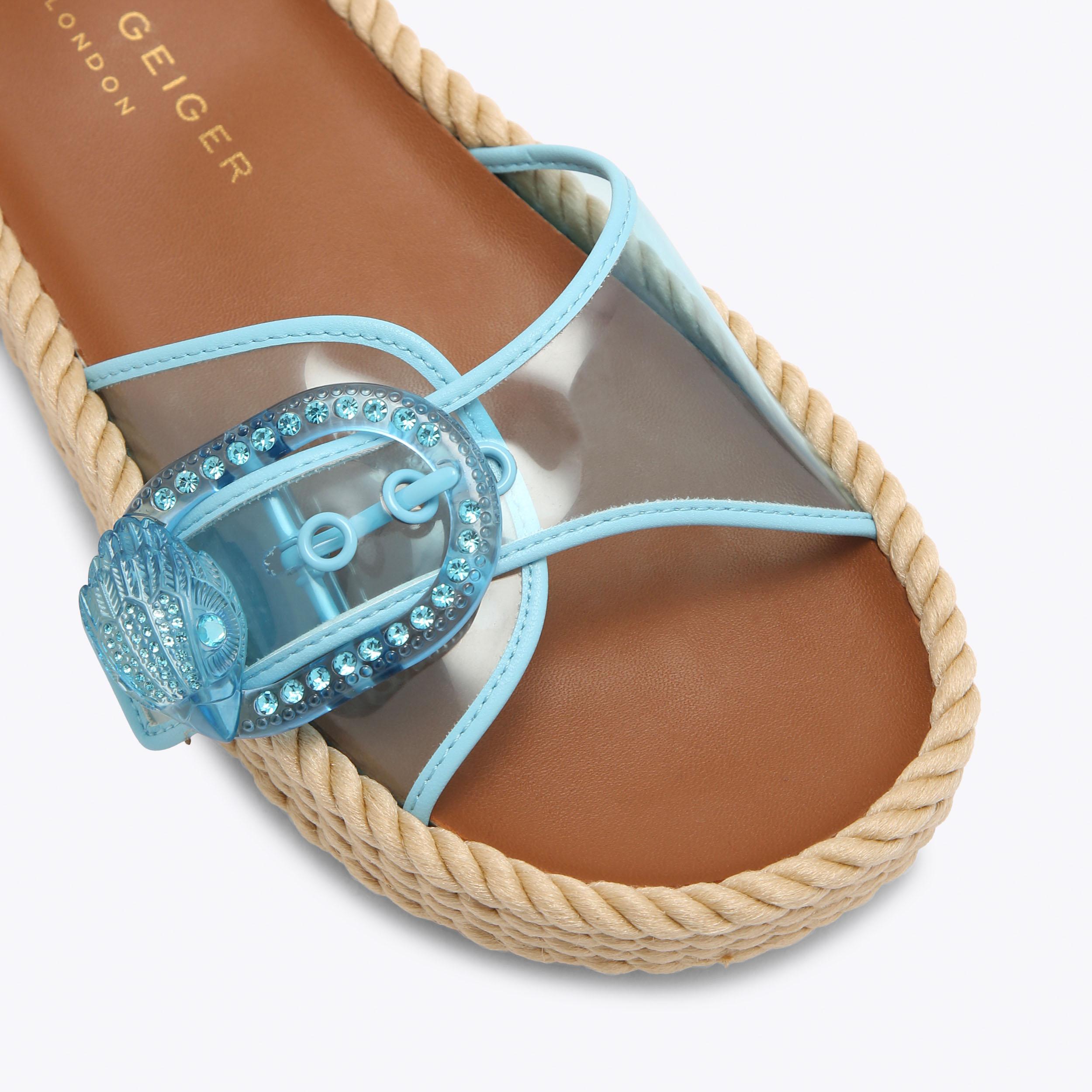 Mayfair Rope Slide — Transparent Blue Vinyl Sandal, view 5
