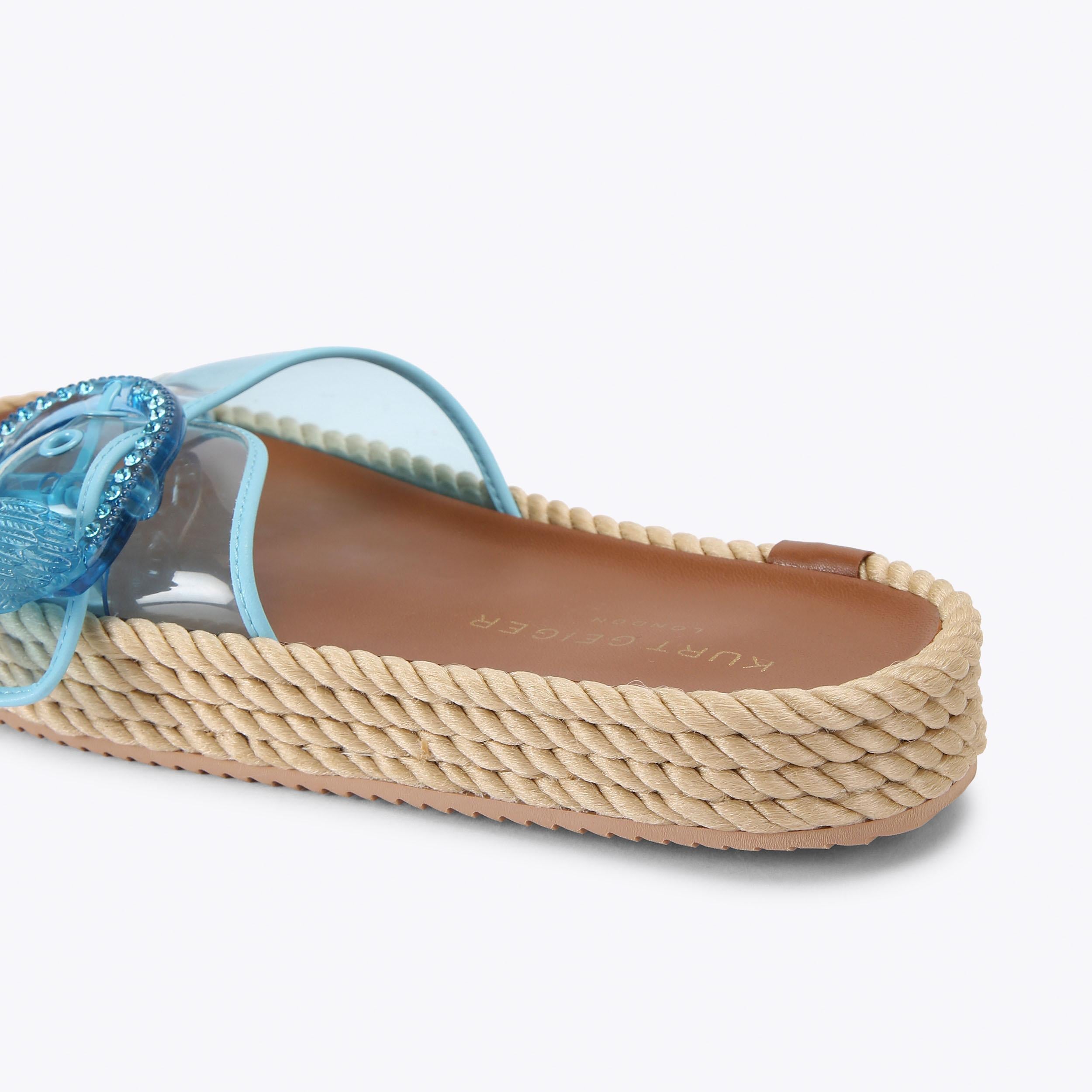 Mayfair Rope Slide — Transparent Blue Vinyl Sandal, detail