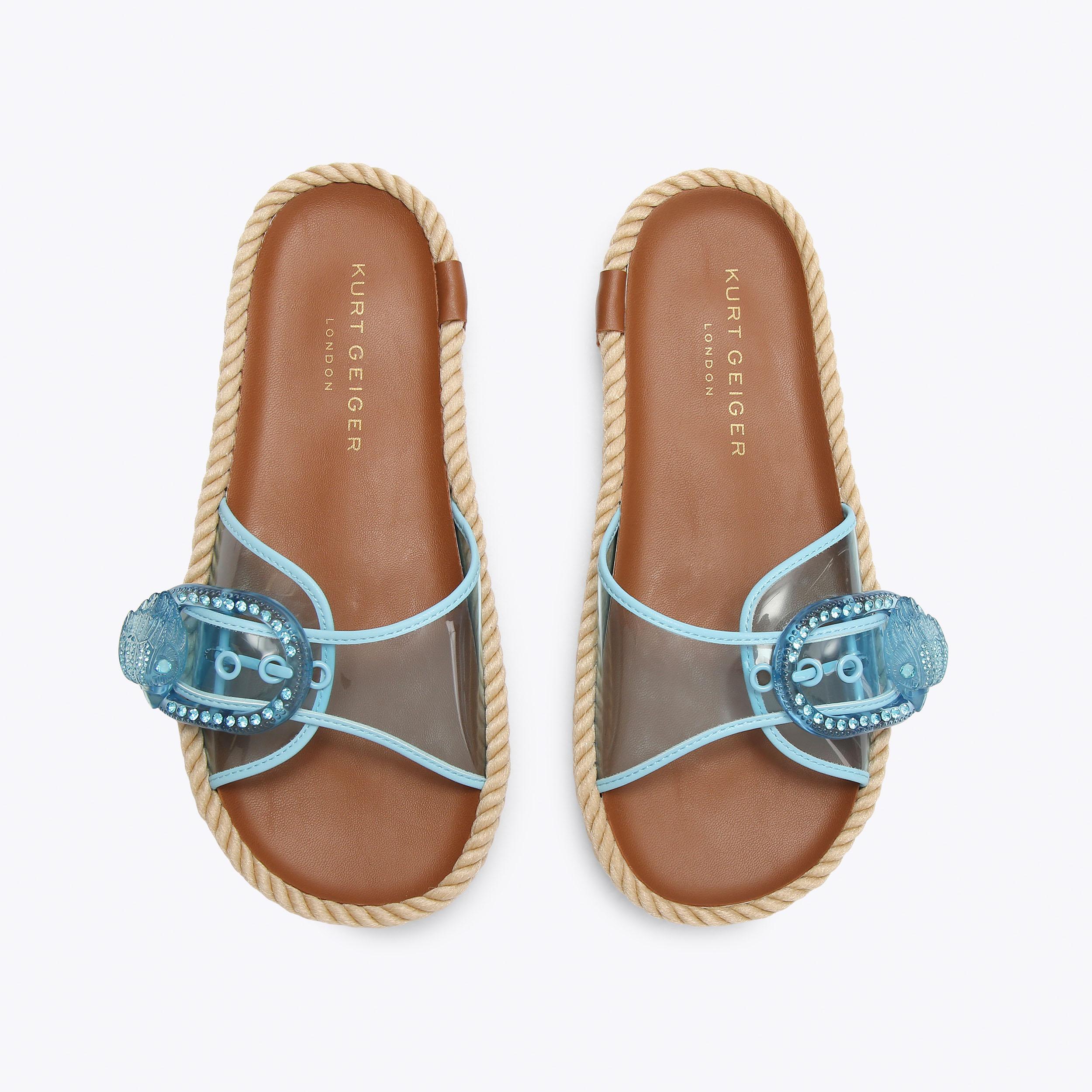 Mayfair Rope Slide — Transparent Blue Vinyl Sandal, view 3