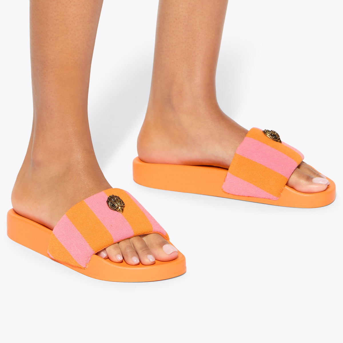 Meena Eagle — Pink and Orange Combination Slide, worn on foot