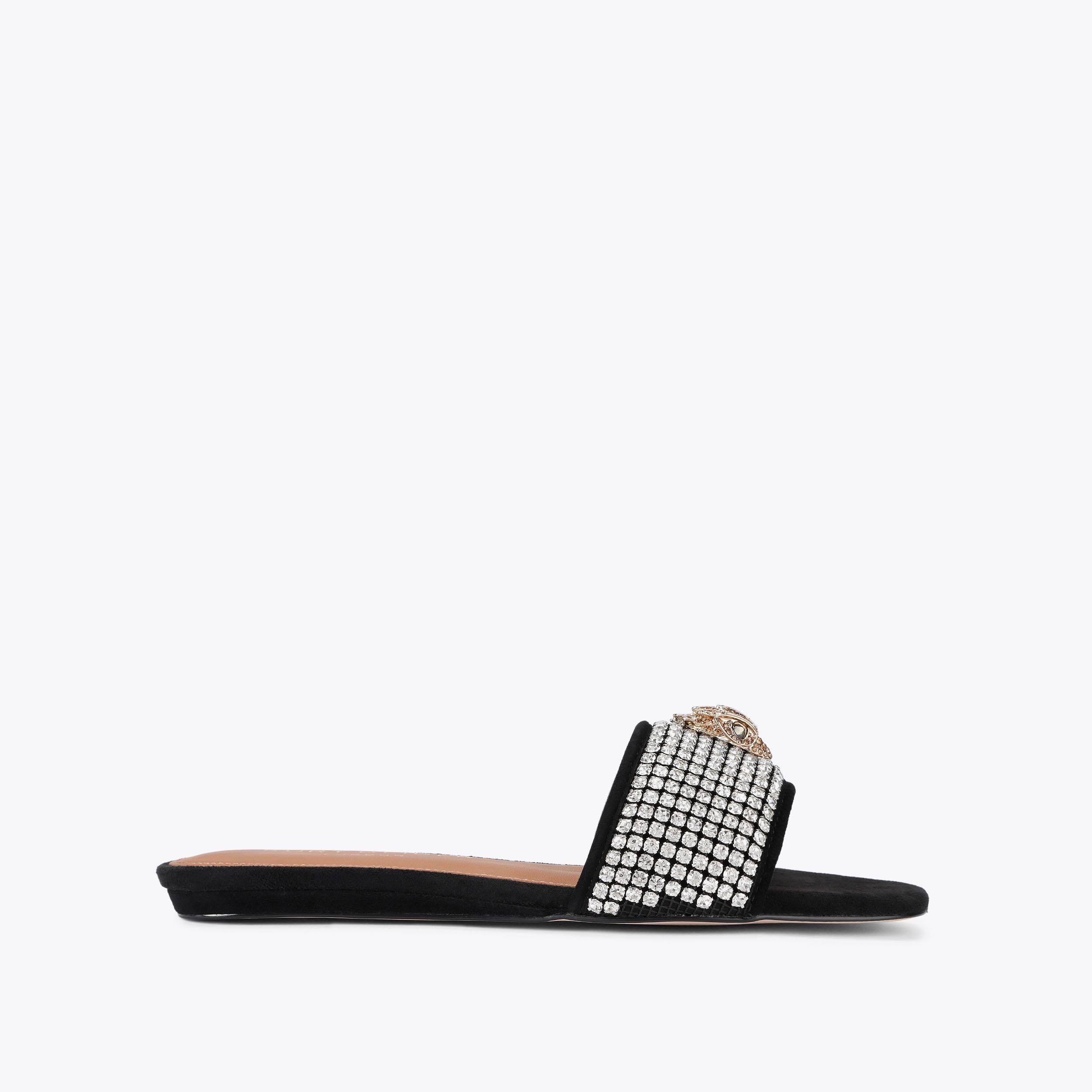 Kensington — Black Crystal Sandal, side profile