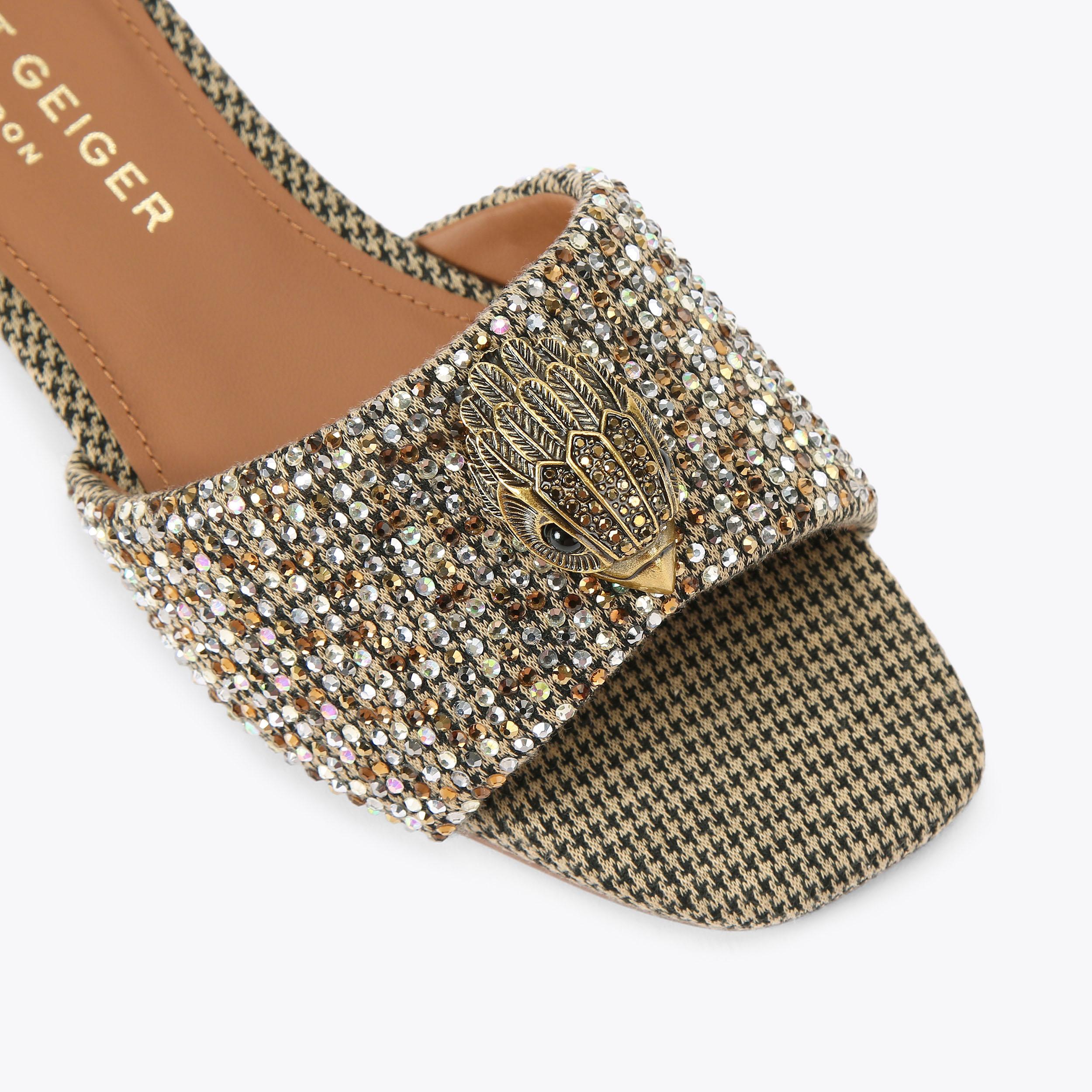 Kensington Flat Sandal — Beige Combination Crystal Slide, view 5