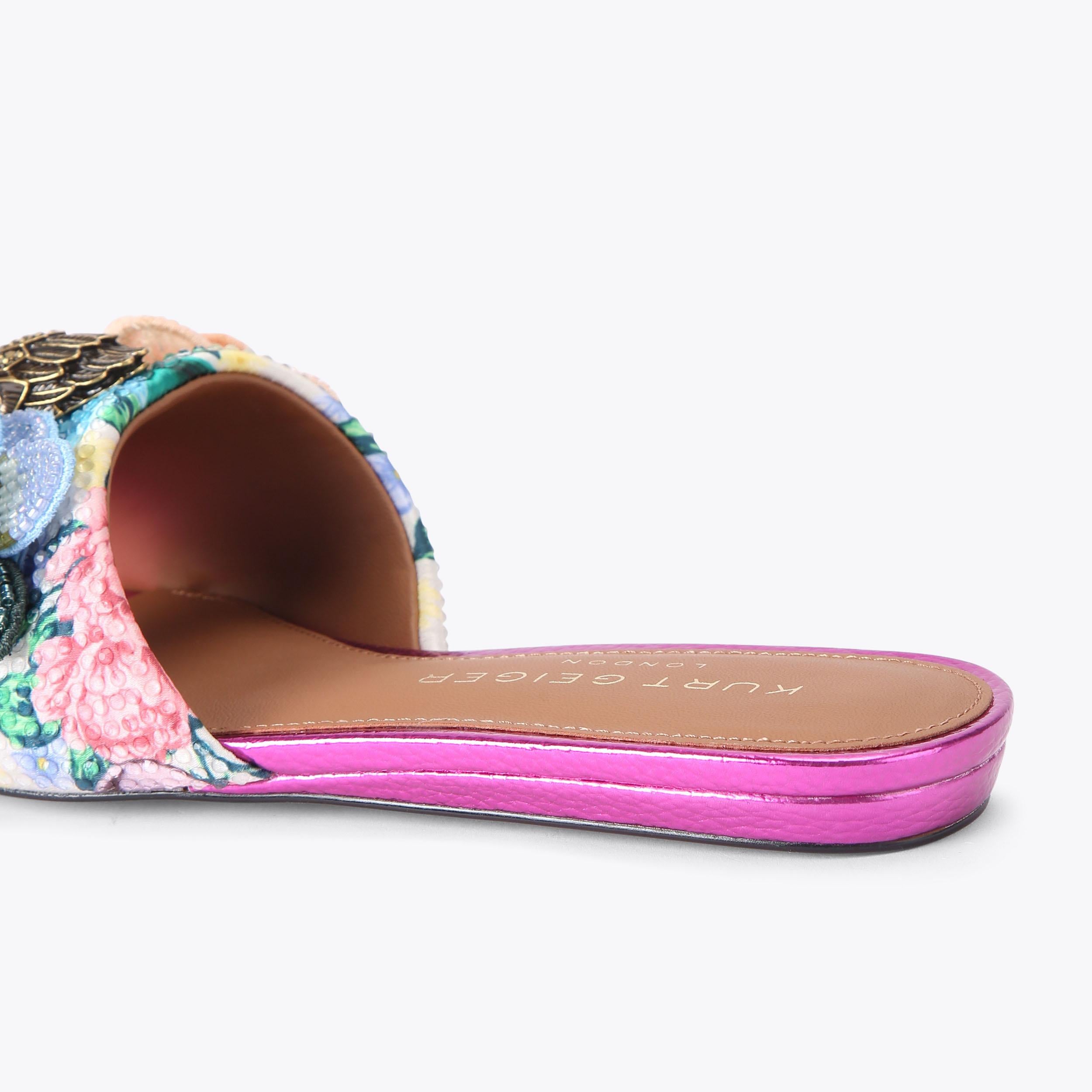 Kensington — Bone Combination Floral Flat Sandal, detail