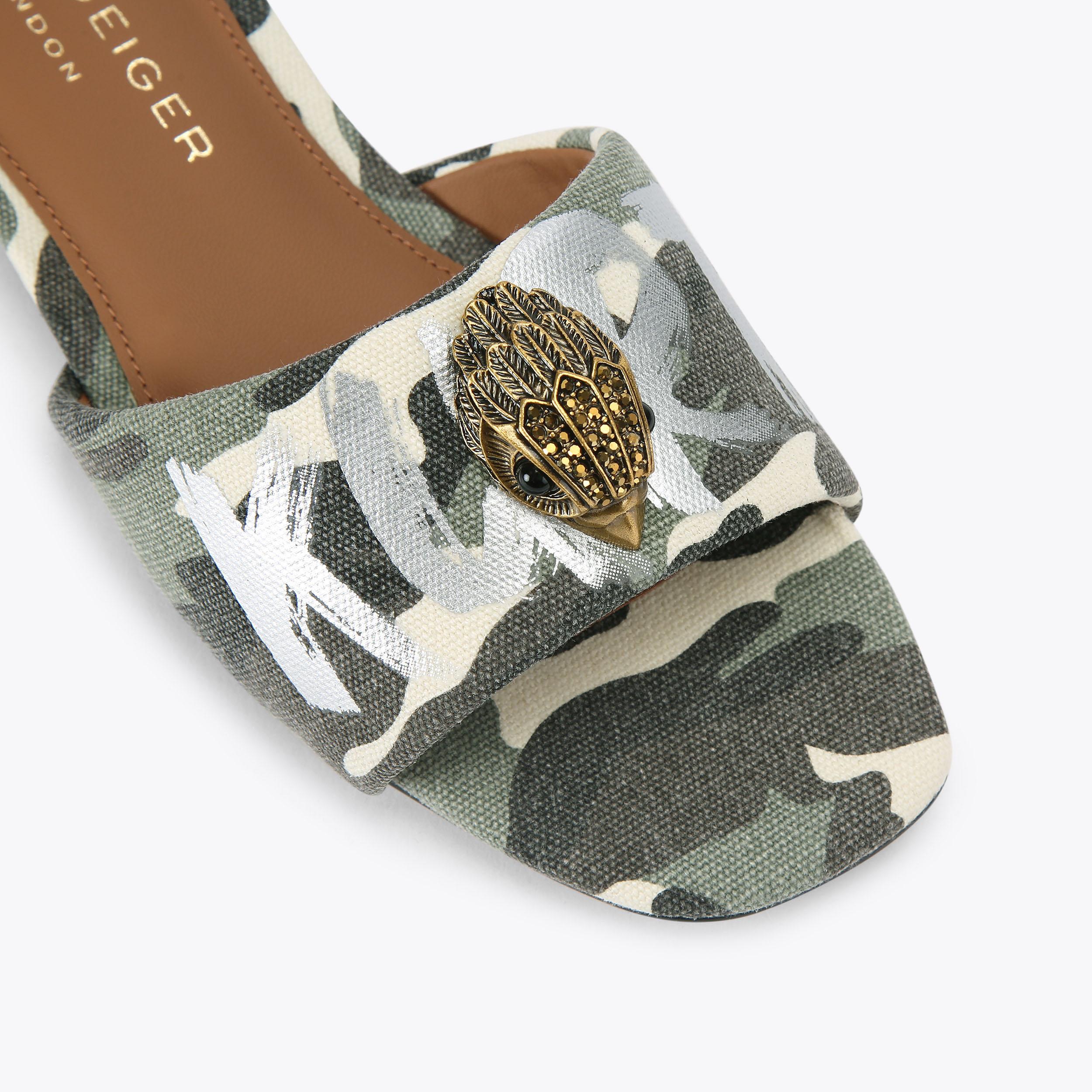 Kensington — Camouflage Canvas Flat Sandal, view 5