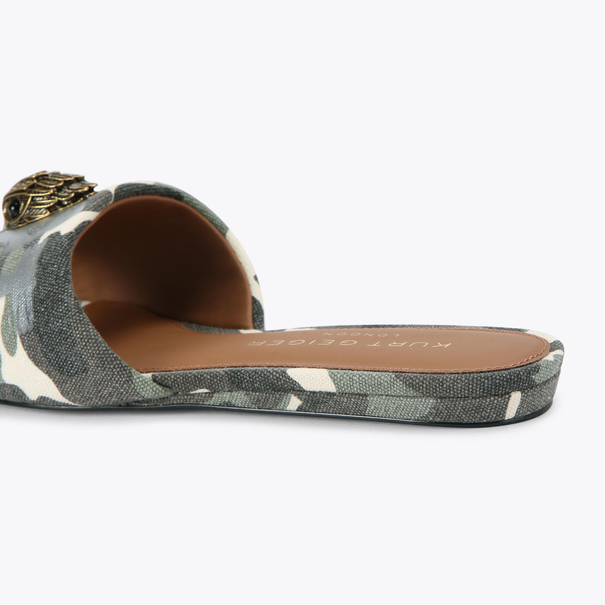 Kensington — Camouflage Canvas Flat Sandal, detail
