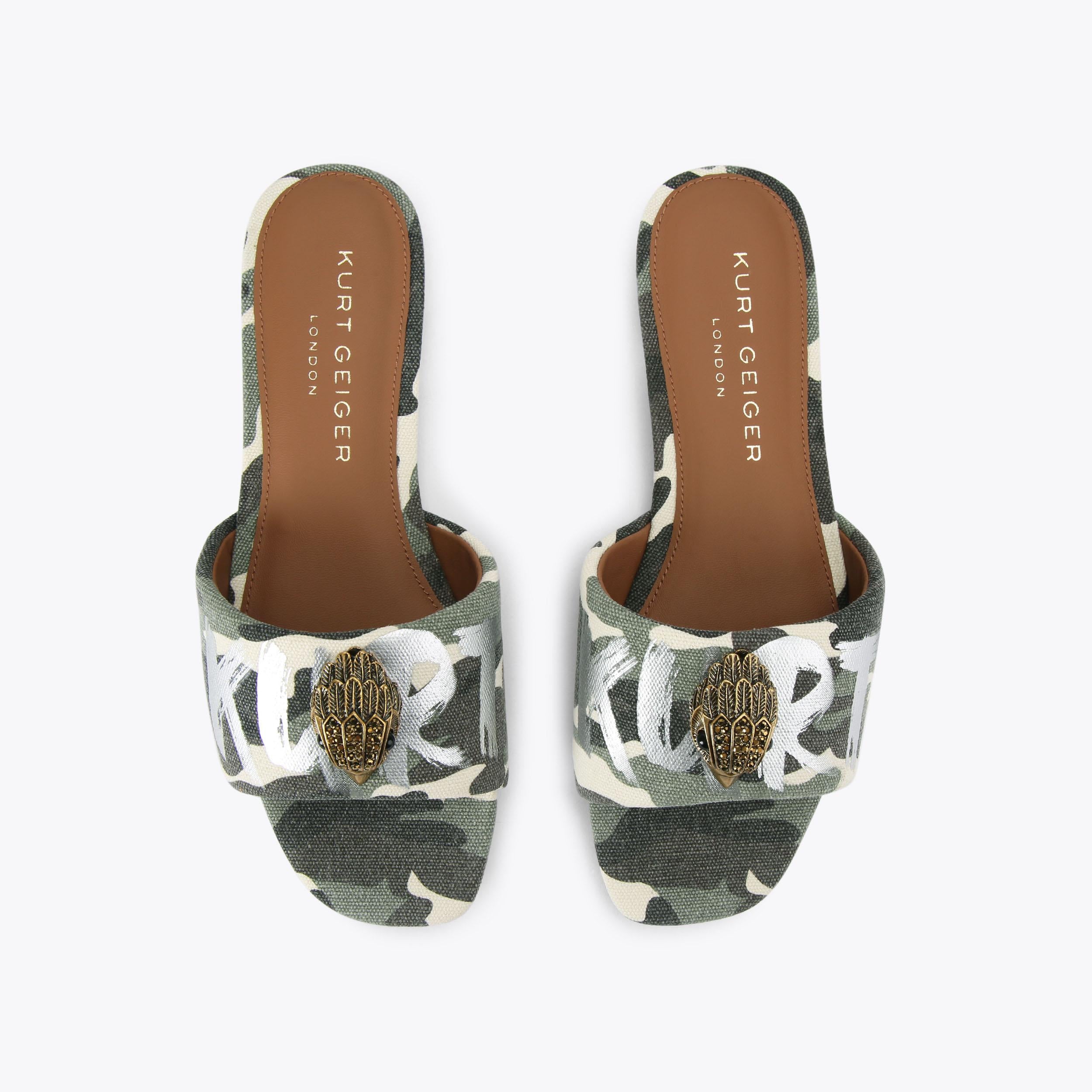 Kensington — Camouflage Canvas Flat Sandal, view 4