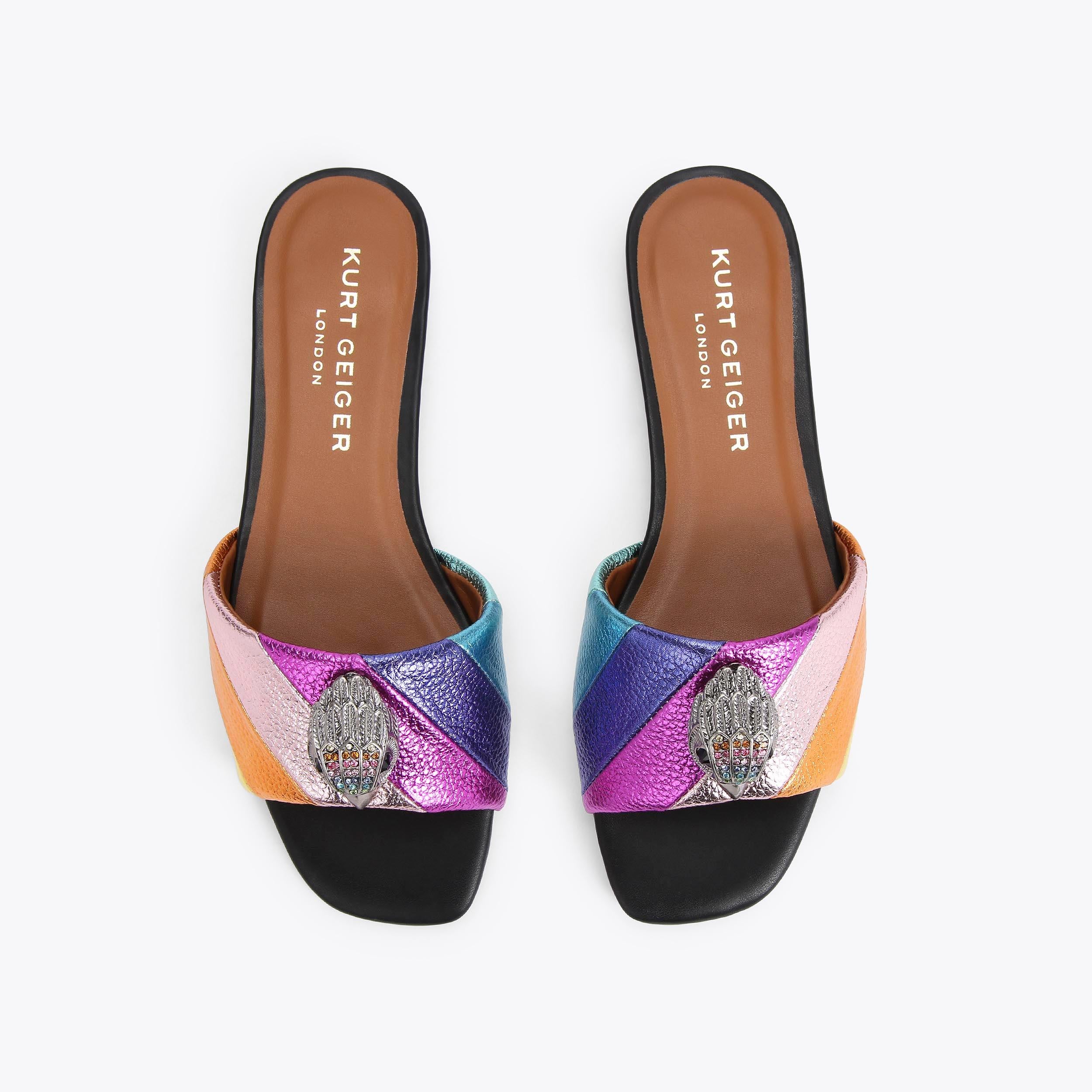 Kensington Flat Sandal — Multicolour Leather Slide, view 4