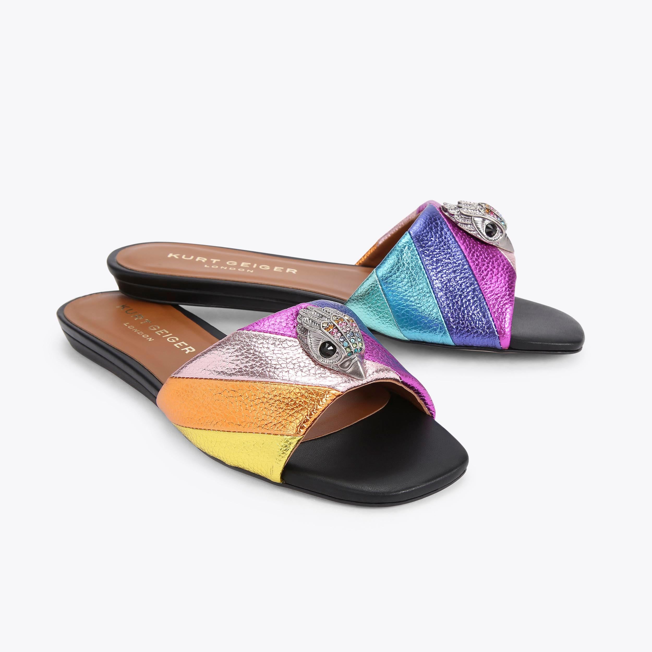Kensington Flat Sandal — Multicolour Leather Slide, view 5