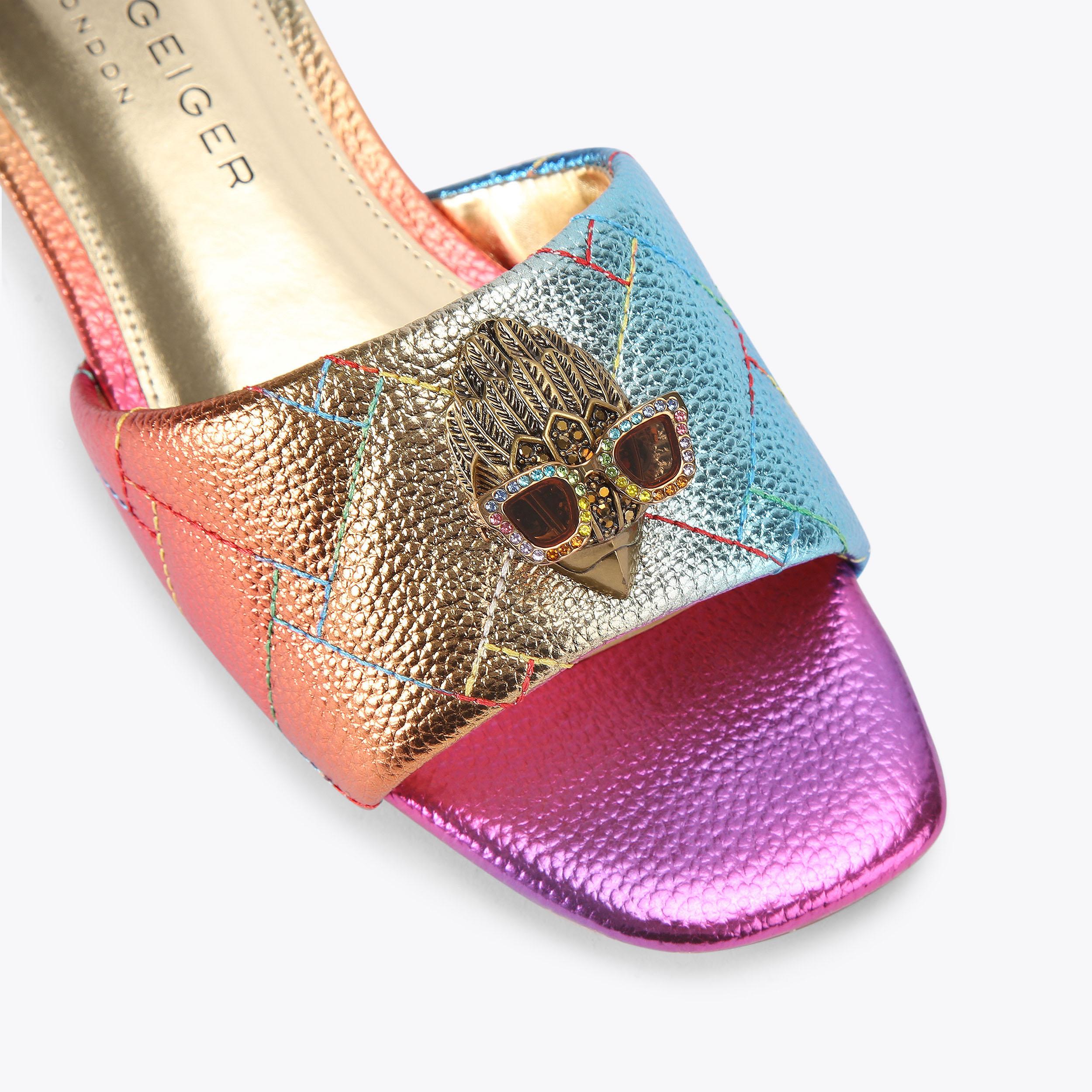 Kensington — Ombre Metallic Leather Flat Sandal, view 5