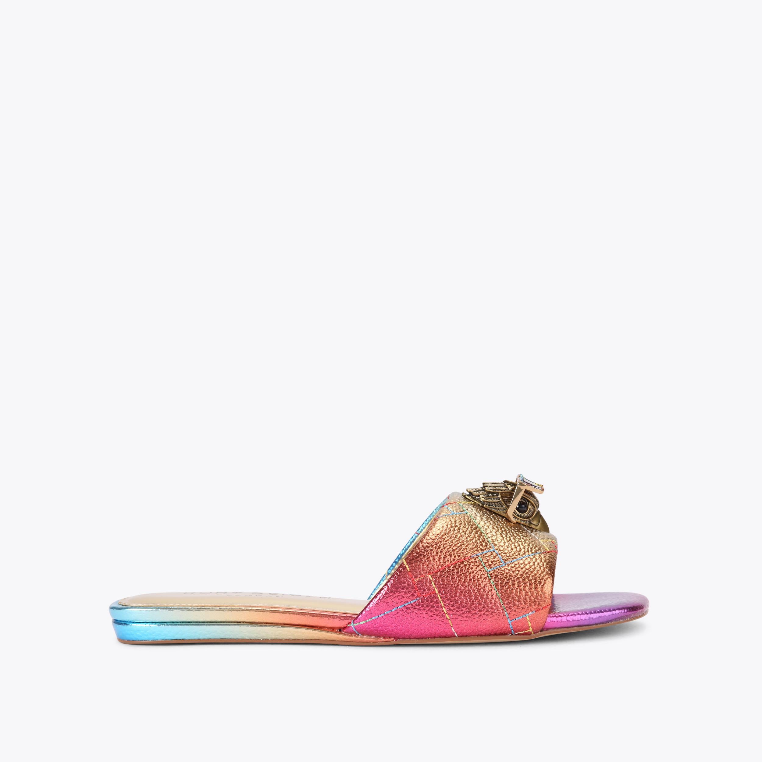 Kensington — Ombre Metallic Leather Flat Sandal, worn on foot