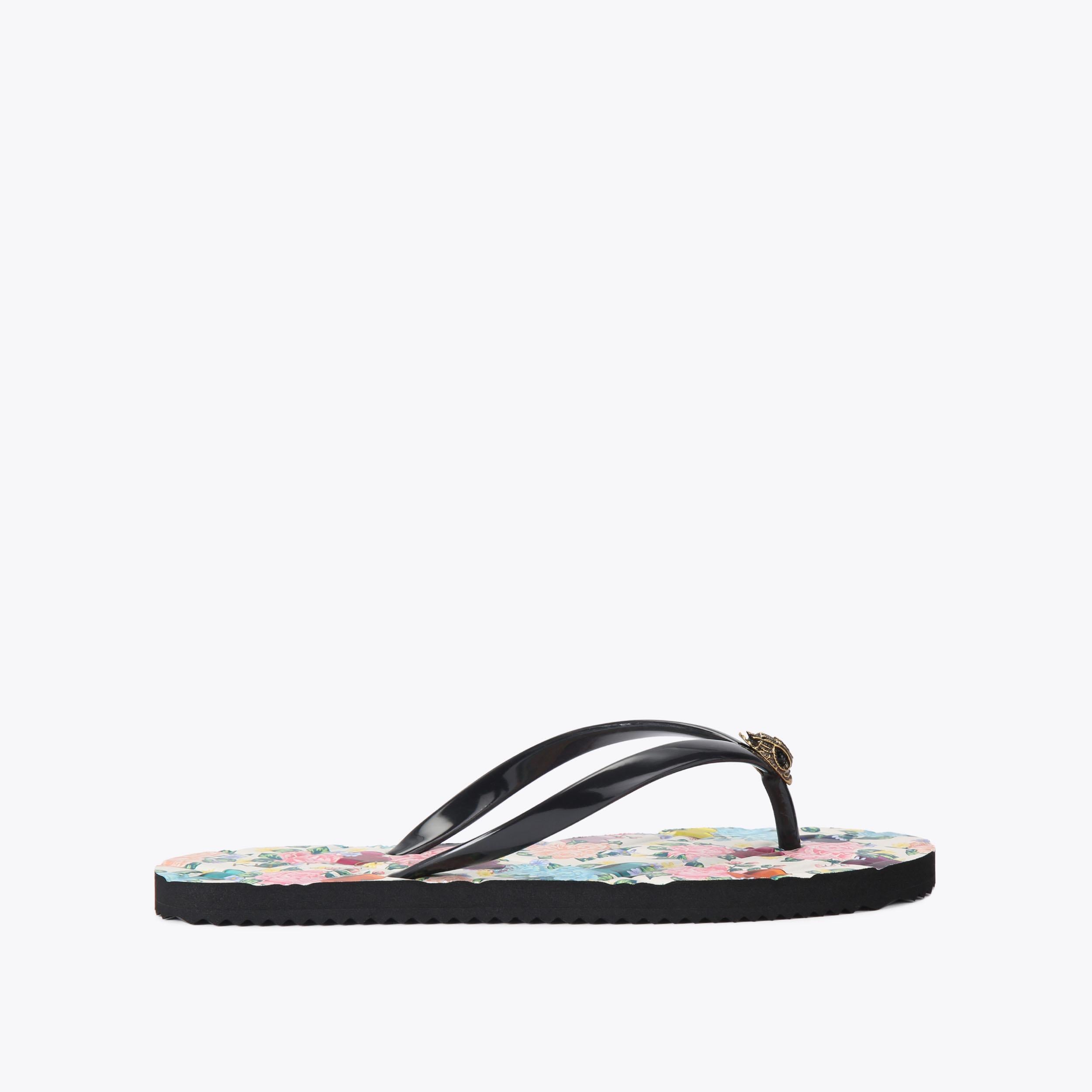 Kensington — Black Combination Flip Flop, side profile