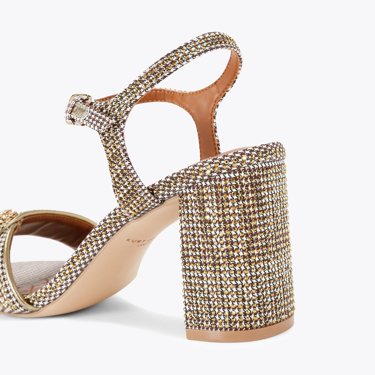 Kensington Langley — Beige Houndstooth Heeled Sandal, detail