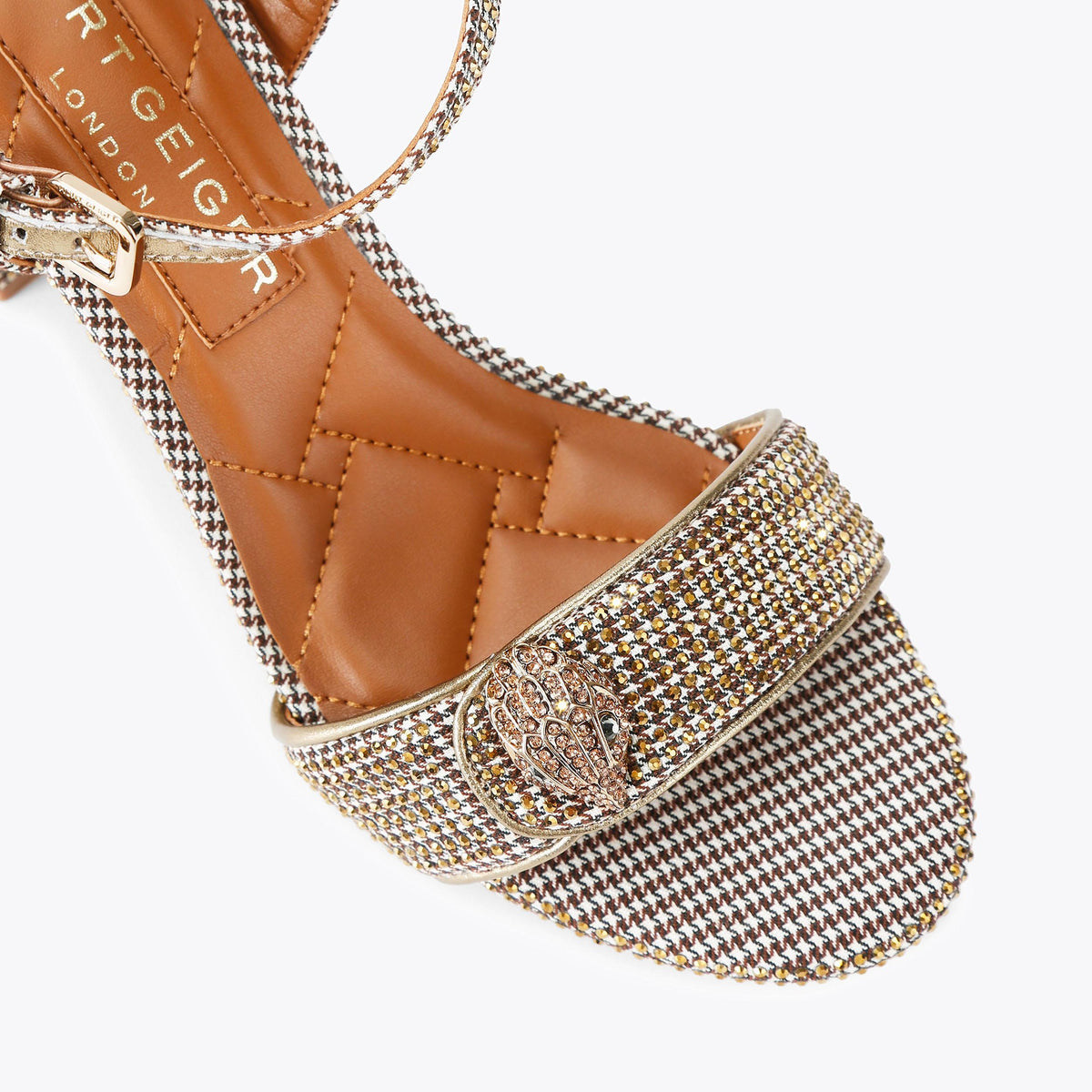 Kensington Langley — Beige Houndstooth Heeled Sandal, view 5