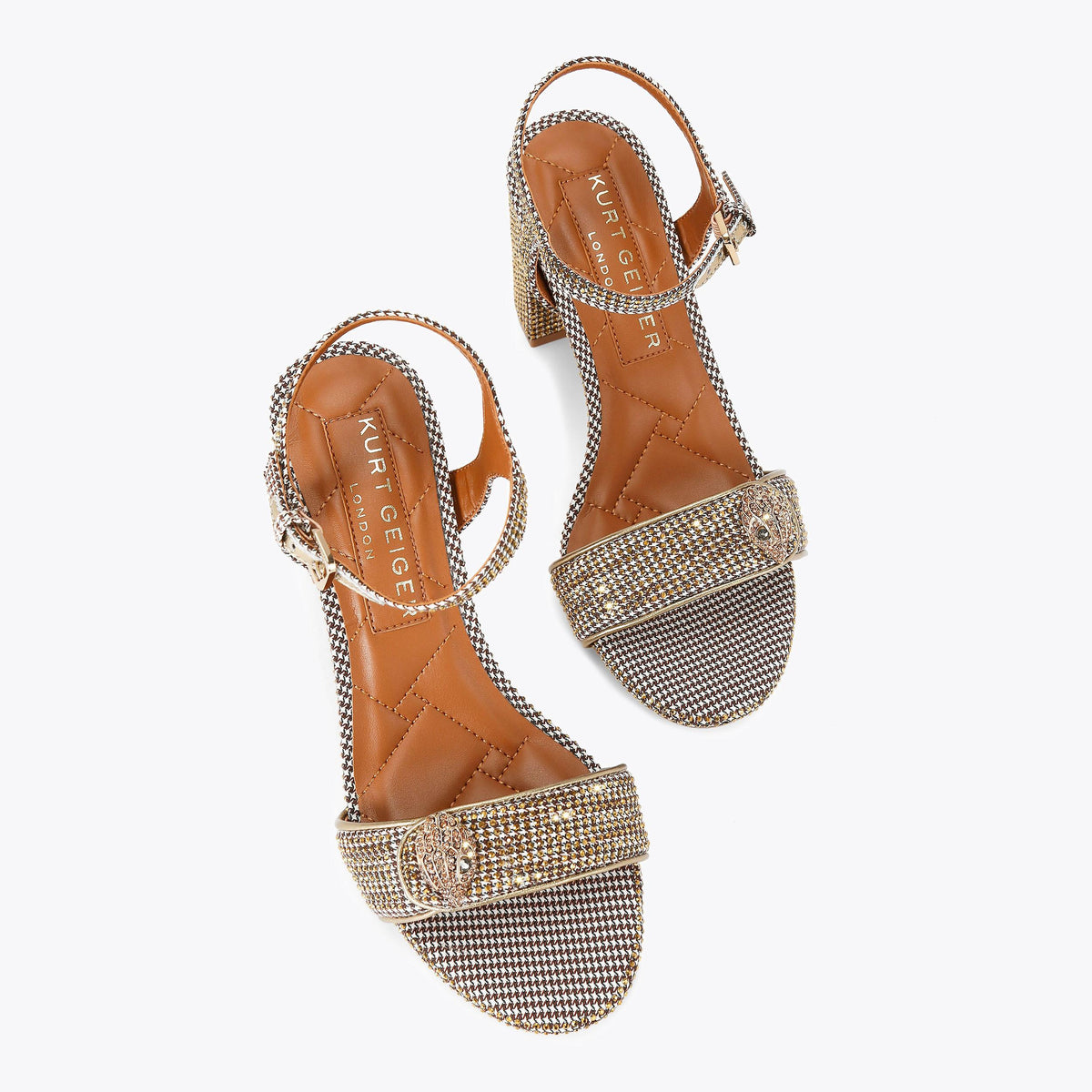 Kensington Langley — Beige Houndstooth Heeled Sandal, view 4