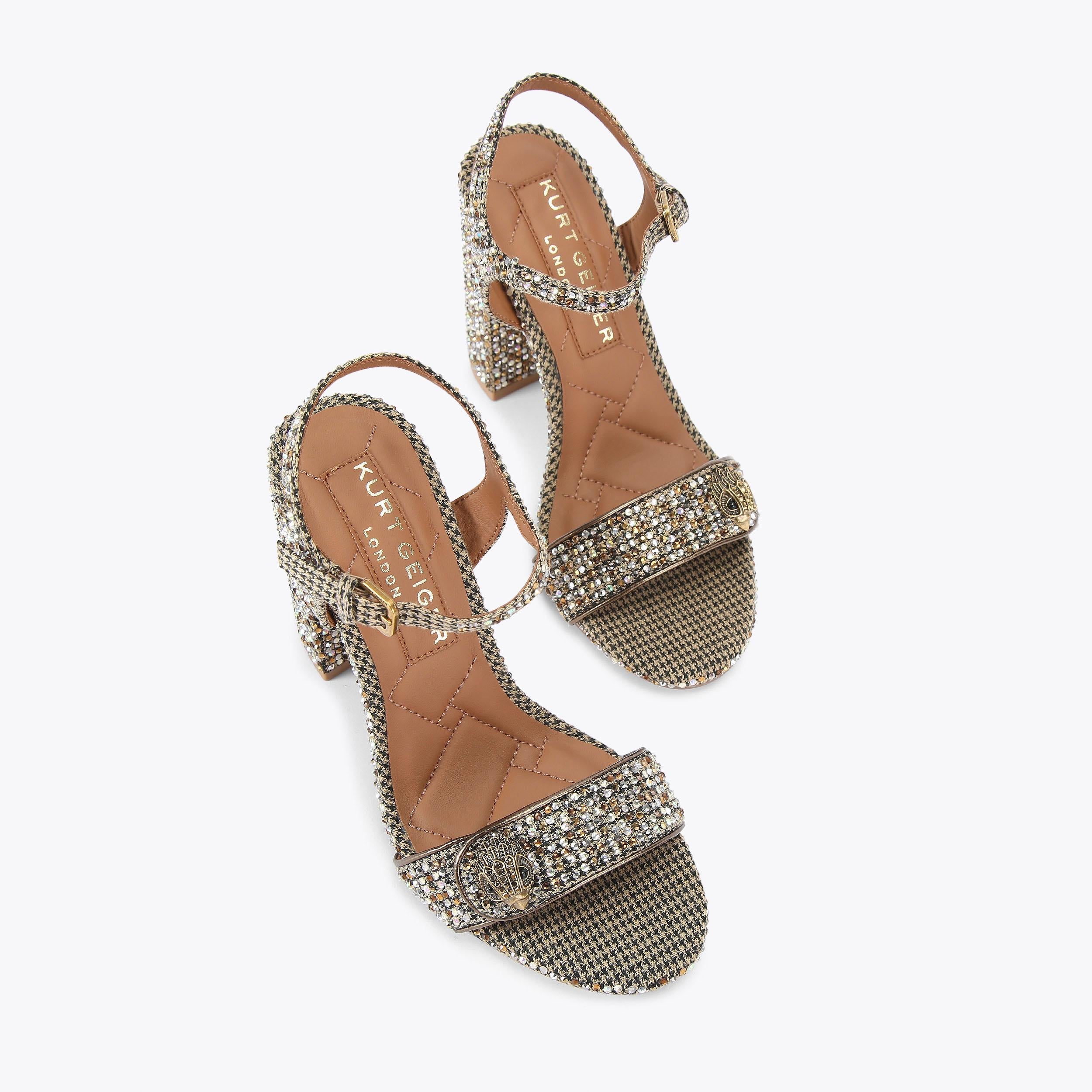 Kensington Langley — Beige Houndstooth Heeled Sandal, view 4