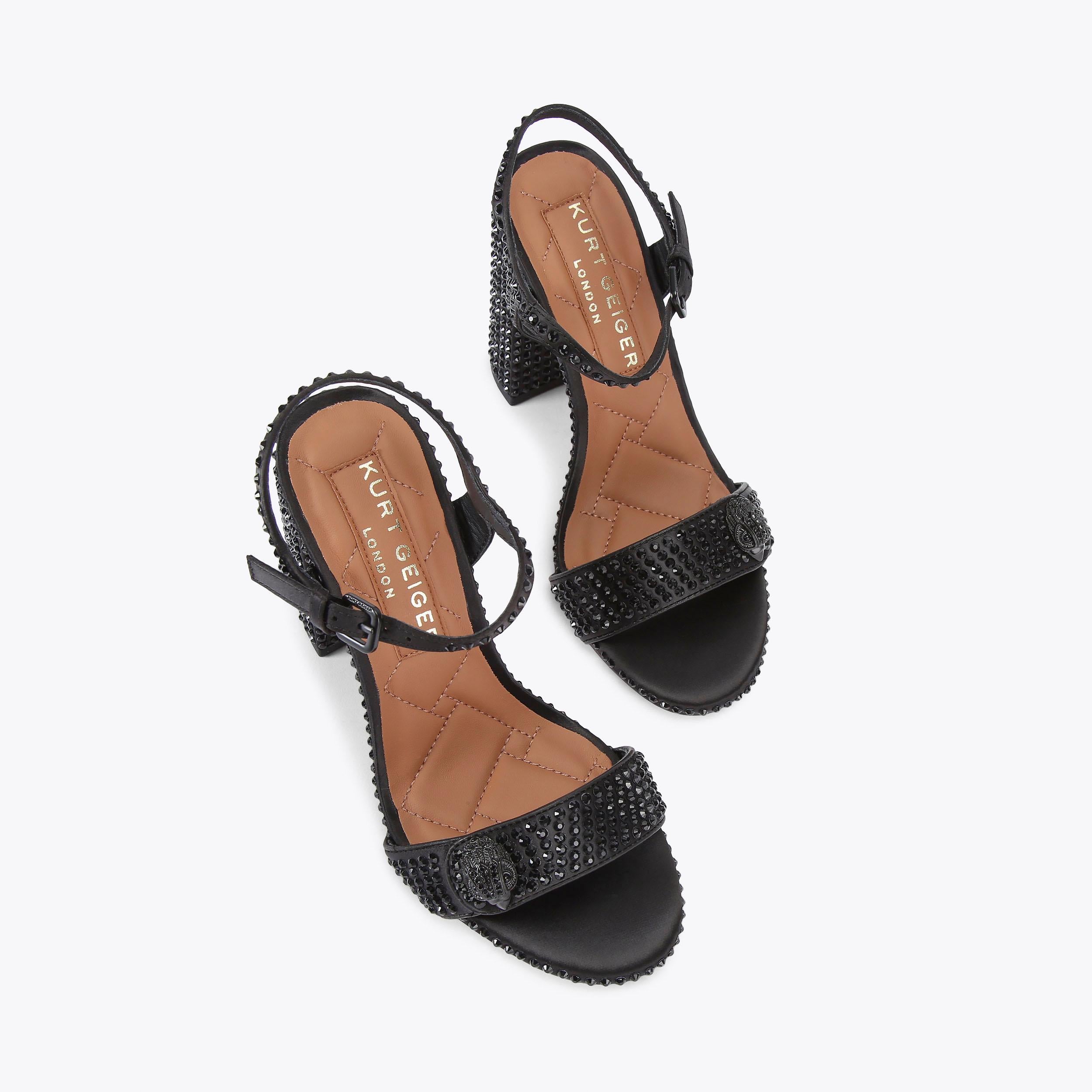 Kensington Langley — Black Crystal Satin Sandal, view 4