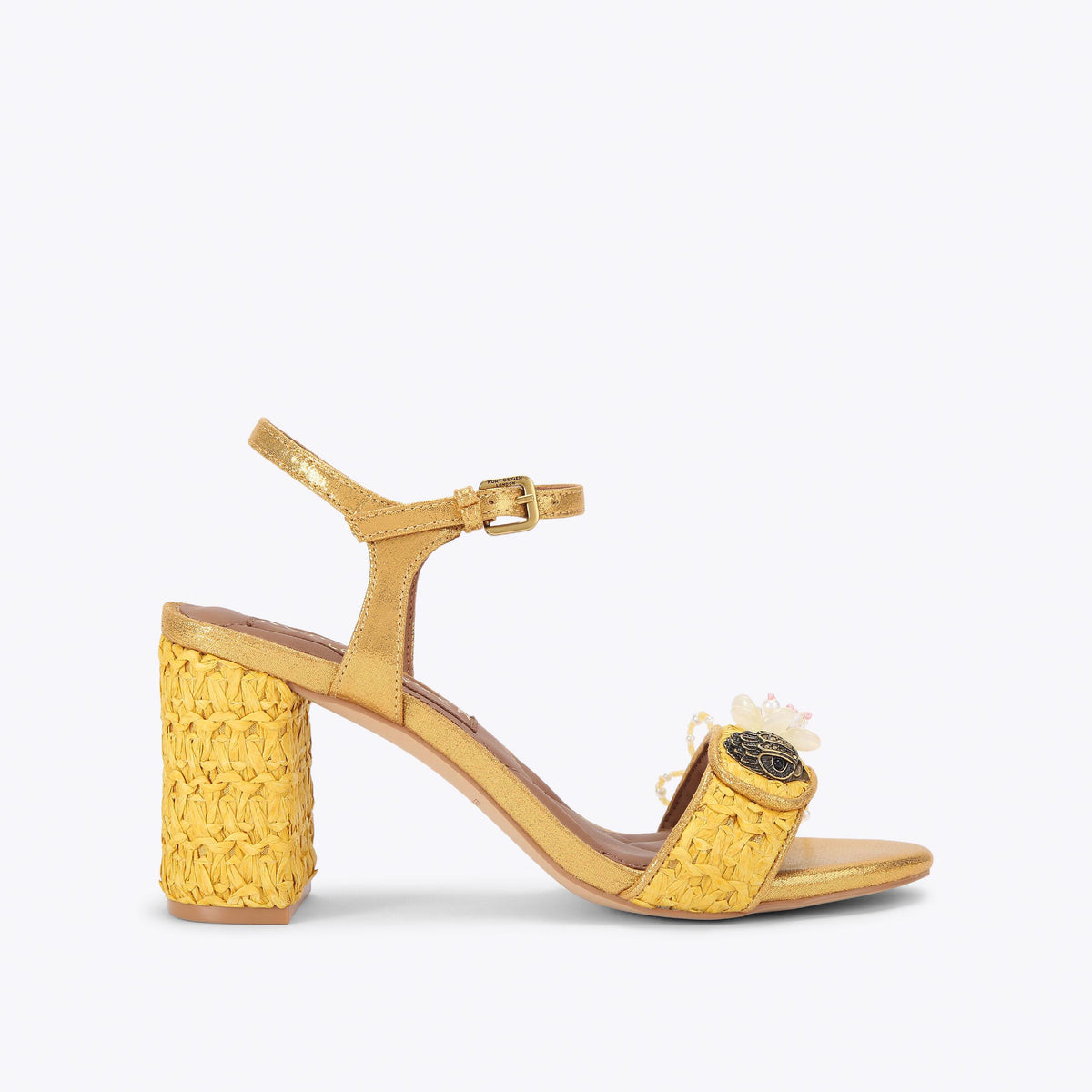Kensington Langley — Yellow Metallic Raffia Sandal, side profile