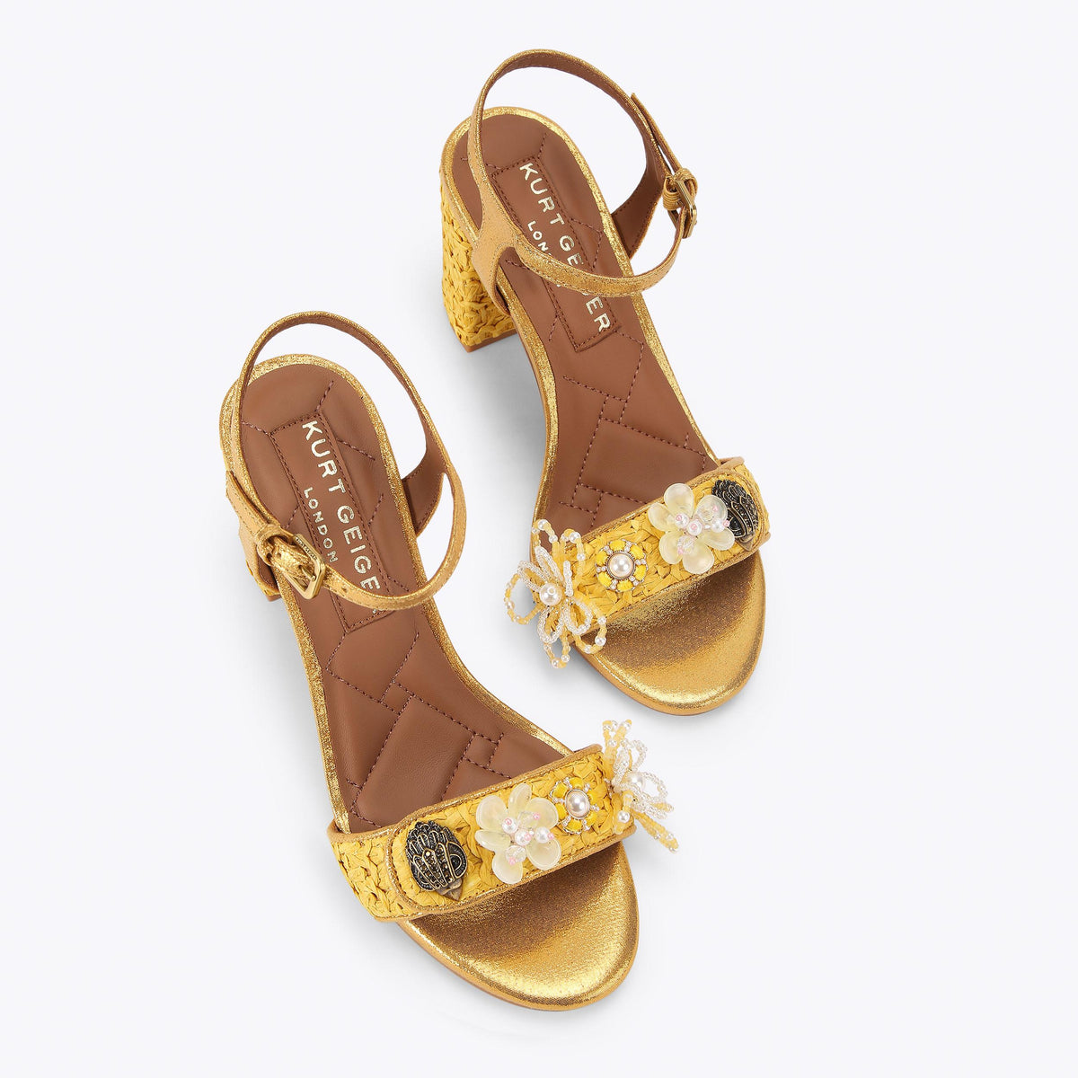 Kensington Langley — Yellow Metallic Raffia Sandal, view 4