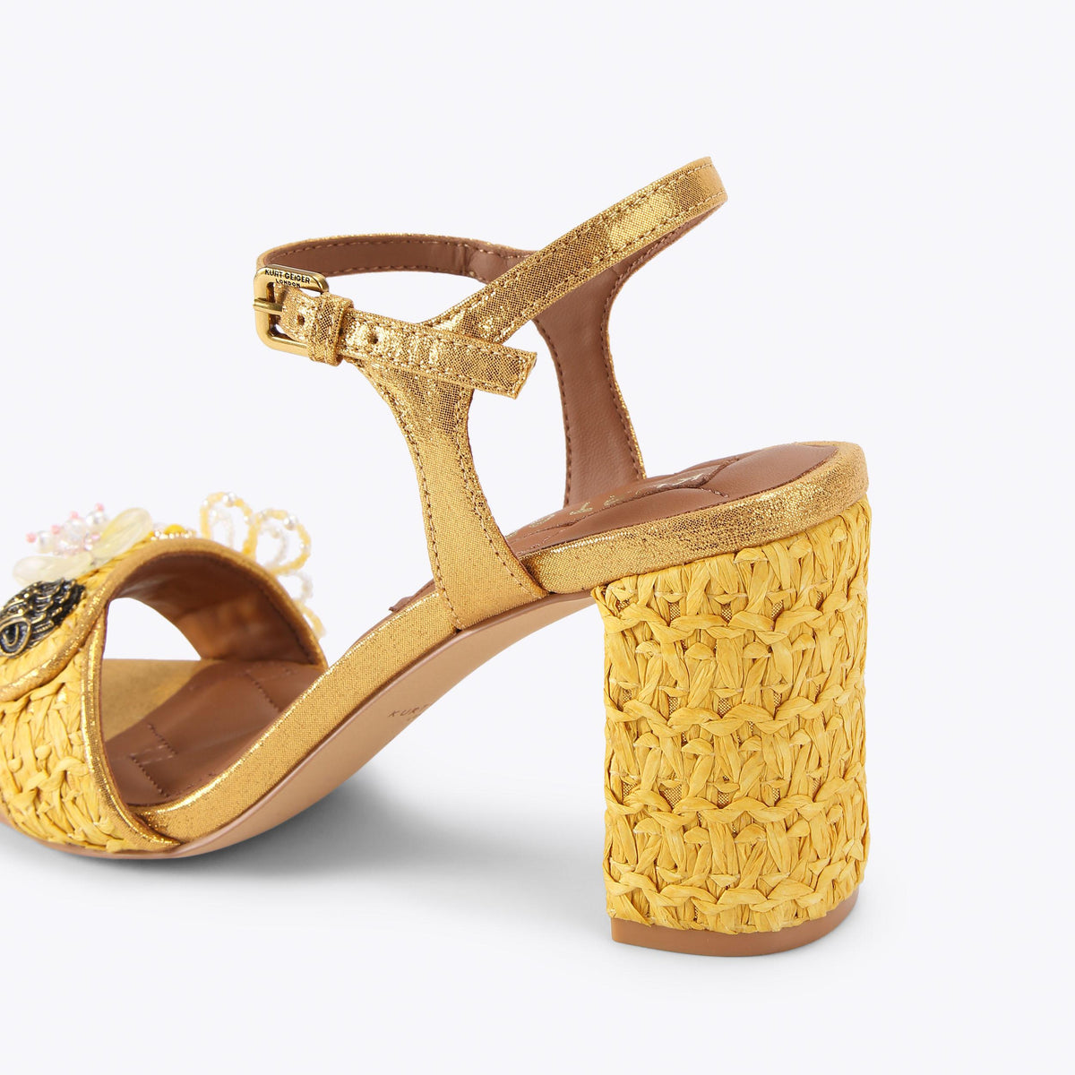 Kensington Langley — Yellow Metallic Raffia Sandal, detail