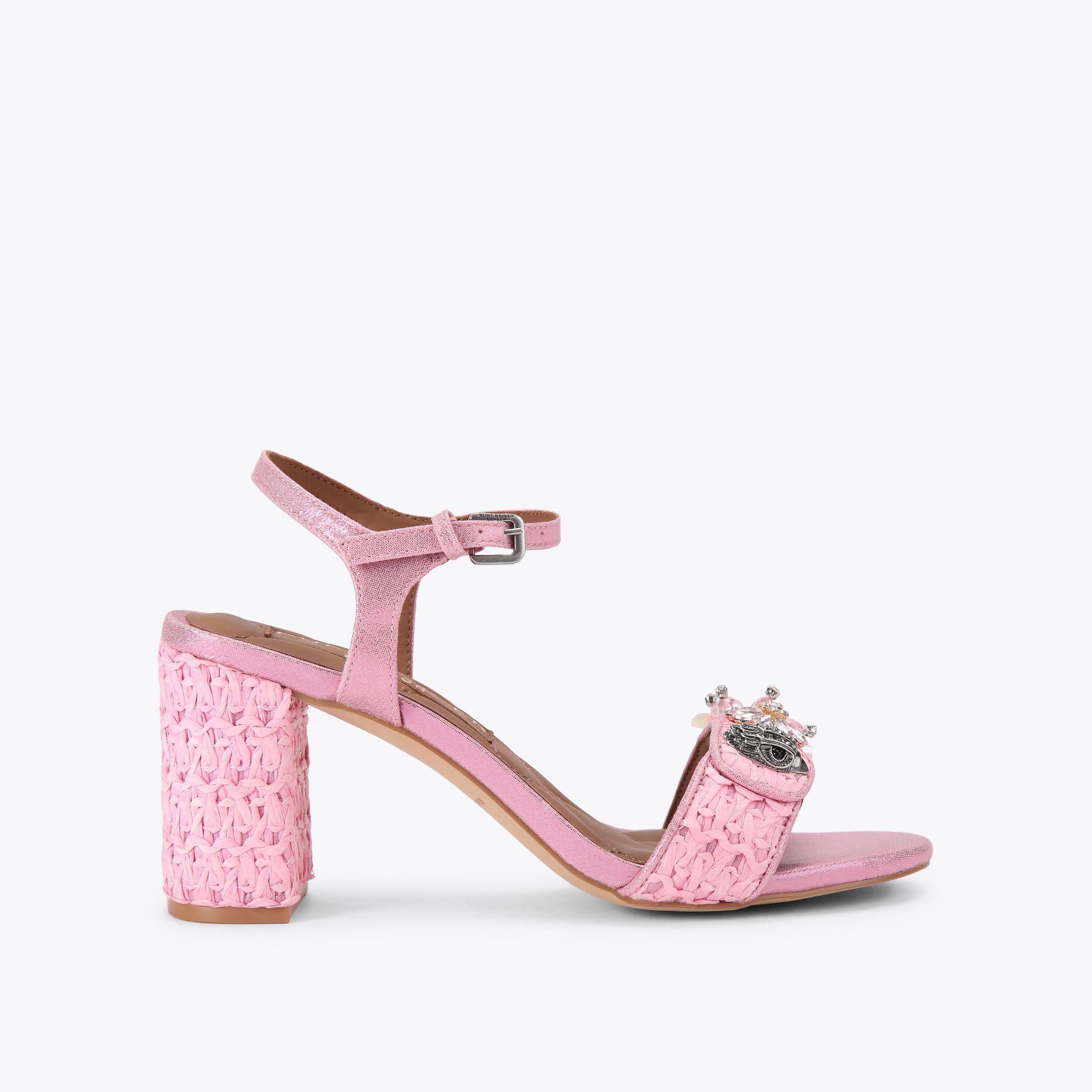 Kensington Langley — Pale Pink Raffia Sandal, side profile