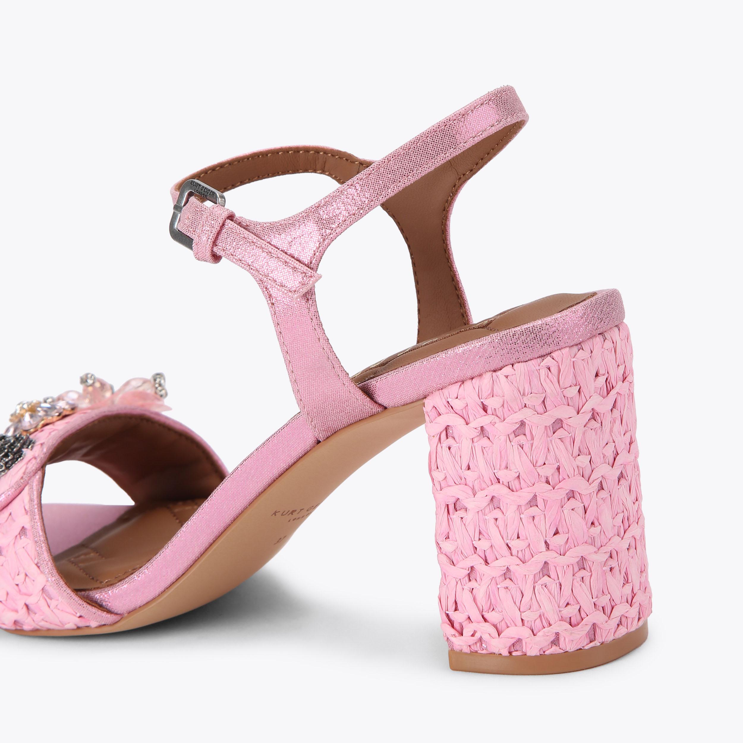 Kensington Langley — Pale Pink Raffia Sandal, detail