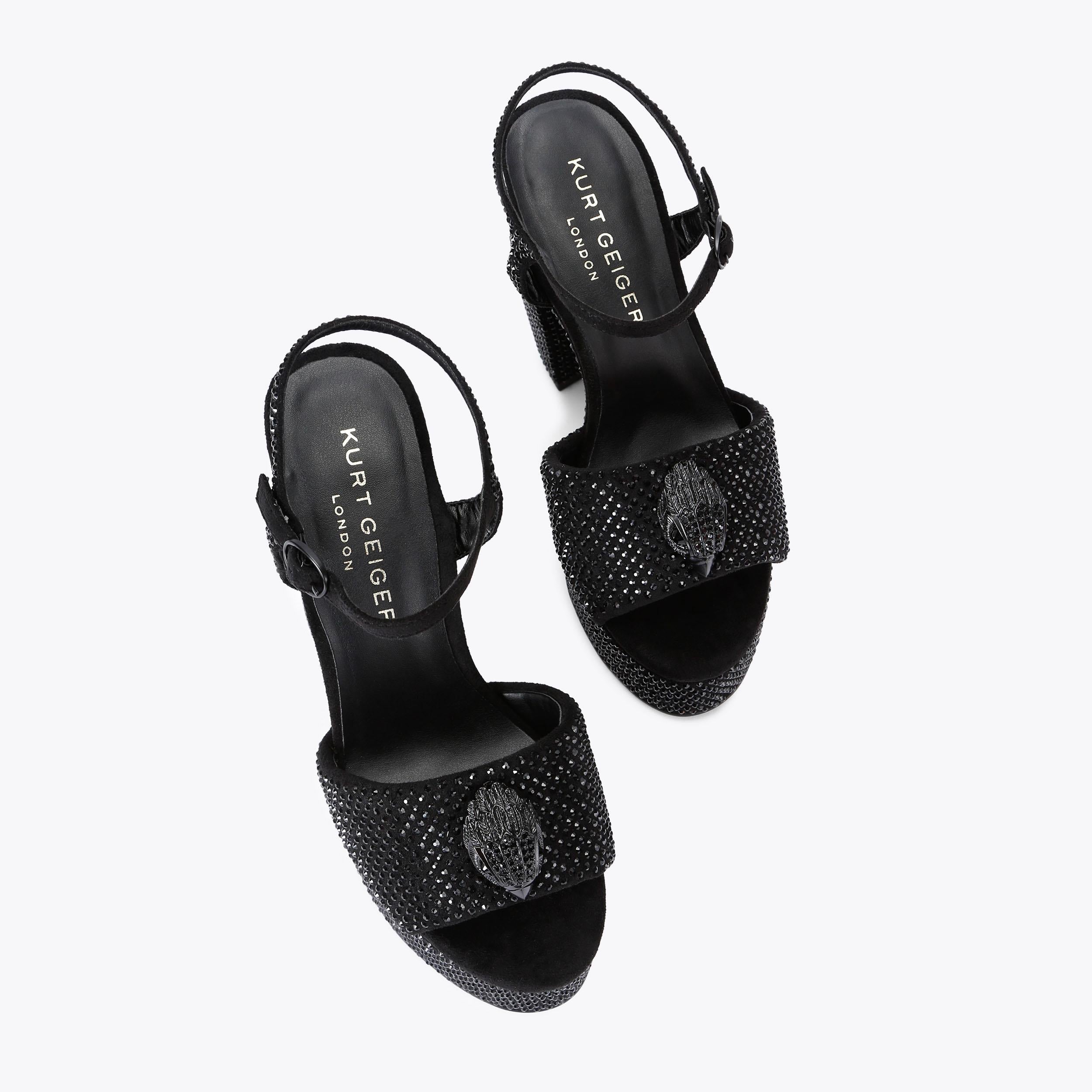 Kensington Platform — Black Crystal Sandal, view 4