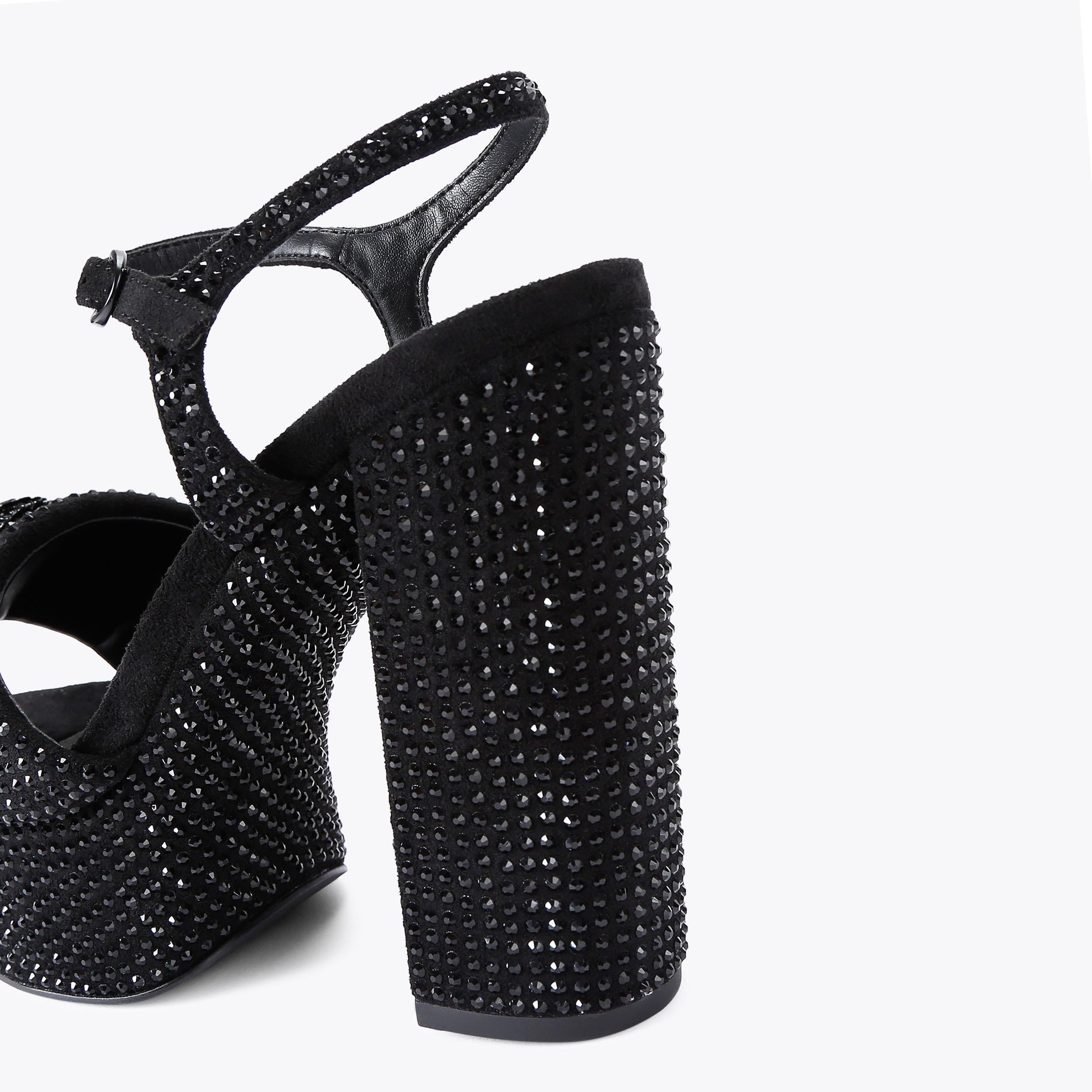 Kensington Platform — Black Crystal Sandal, detail