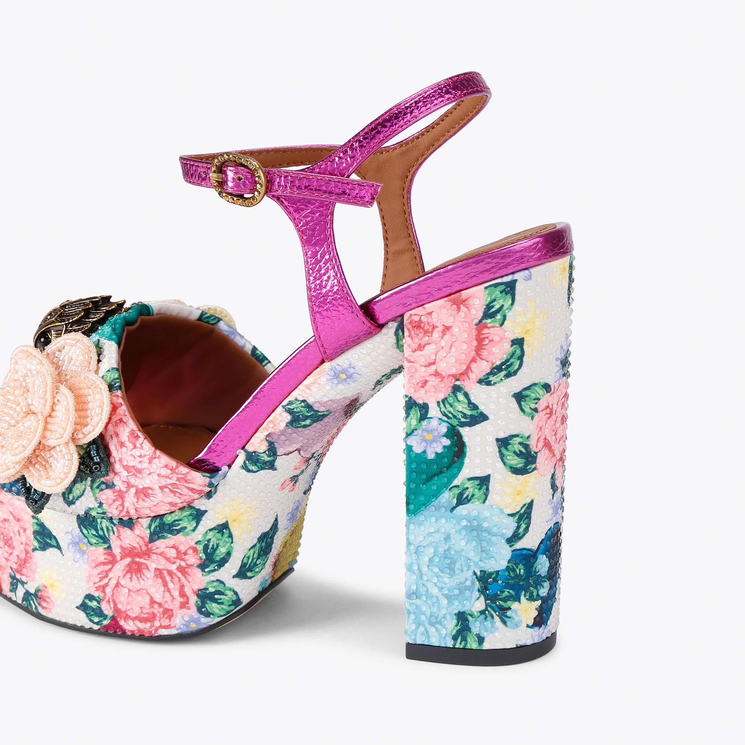 Kensington Platform — Bone Combination Floral Sandal, detail