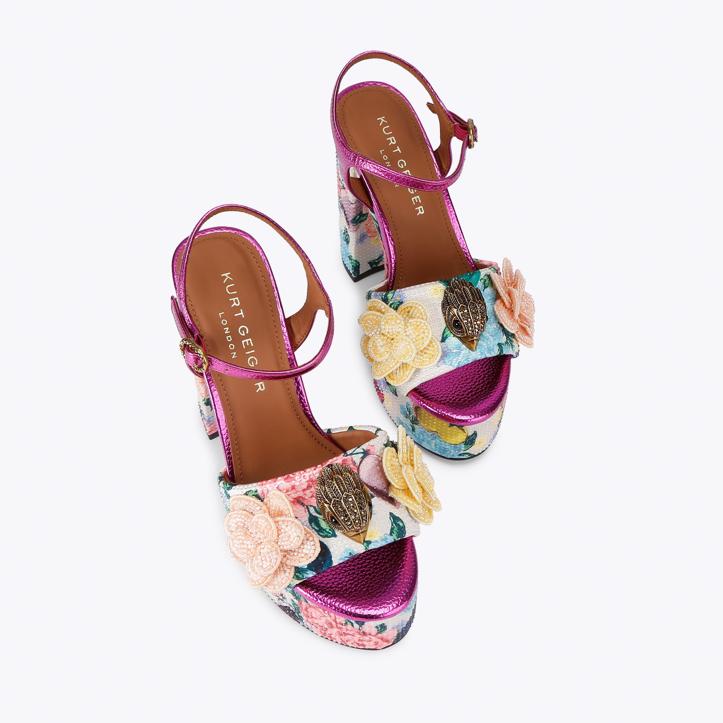 Kensington Platform — Bone Combination Floral Sandal, view 4