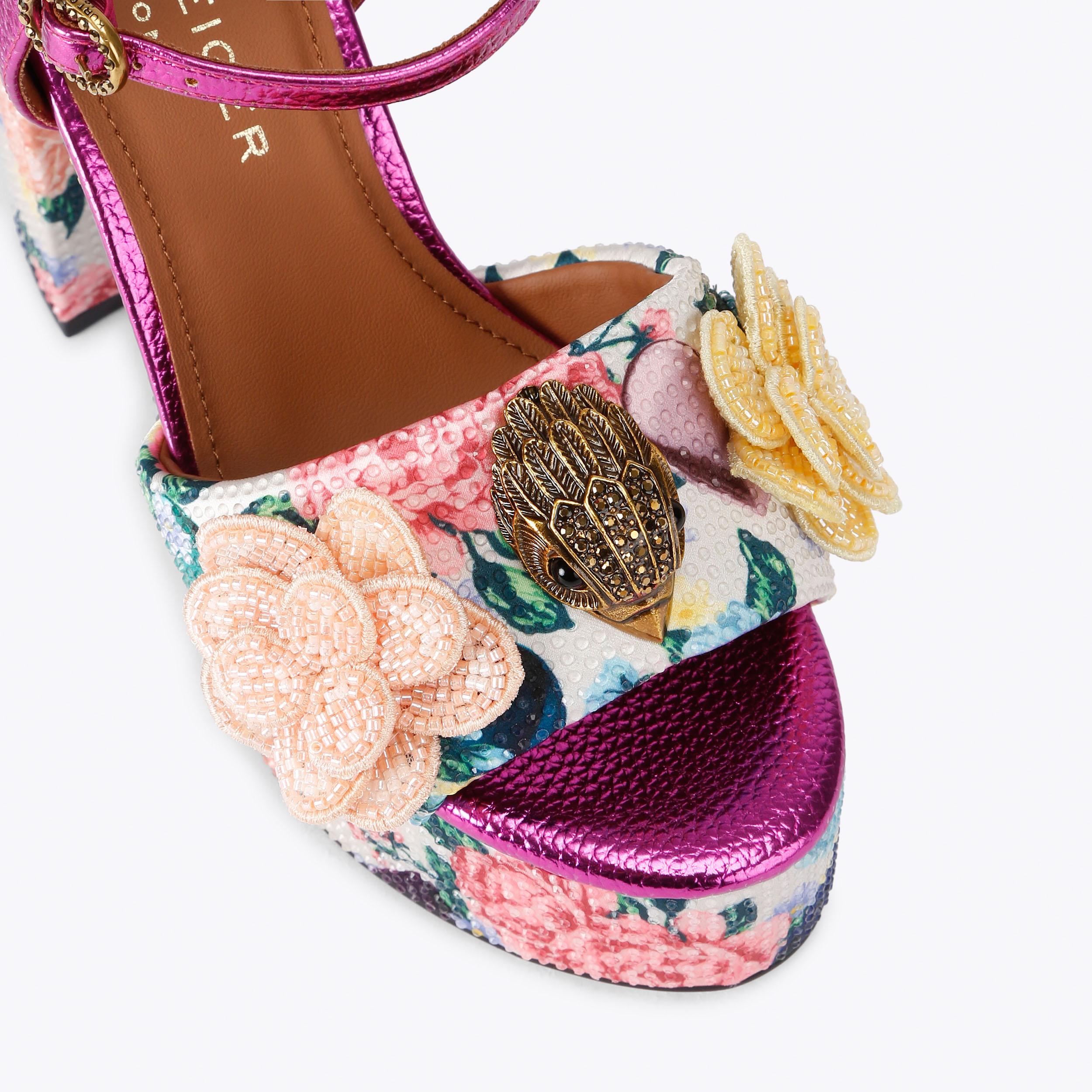 Kensington Platform — Bone Combination Floral Sandal, view 5