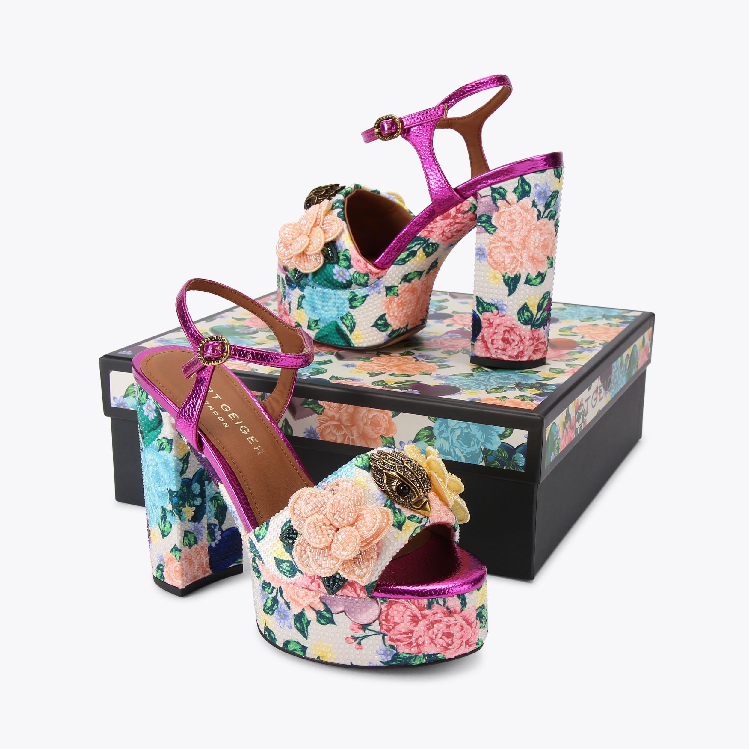 Kensington Platform — Bone Combination Floral Sandal, view 6