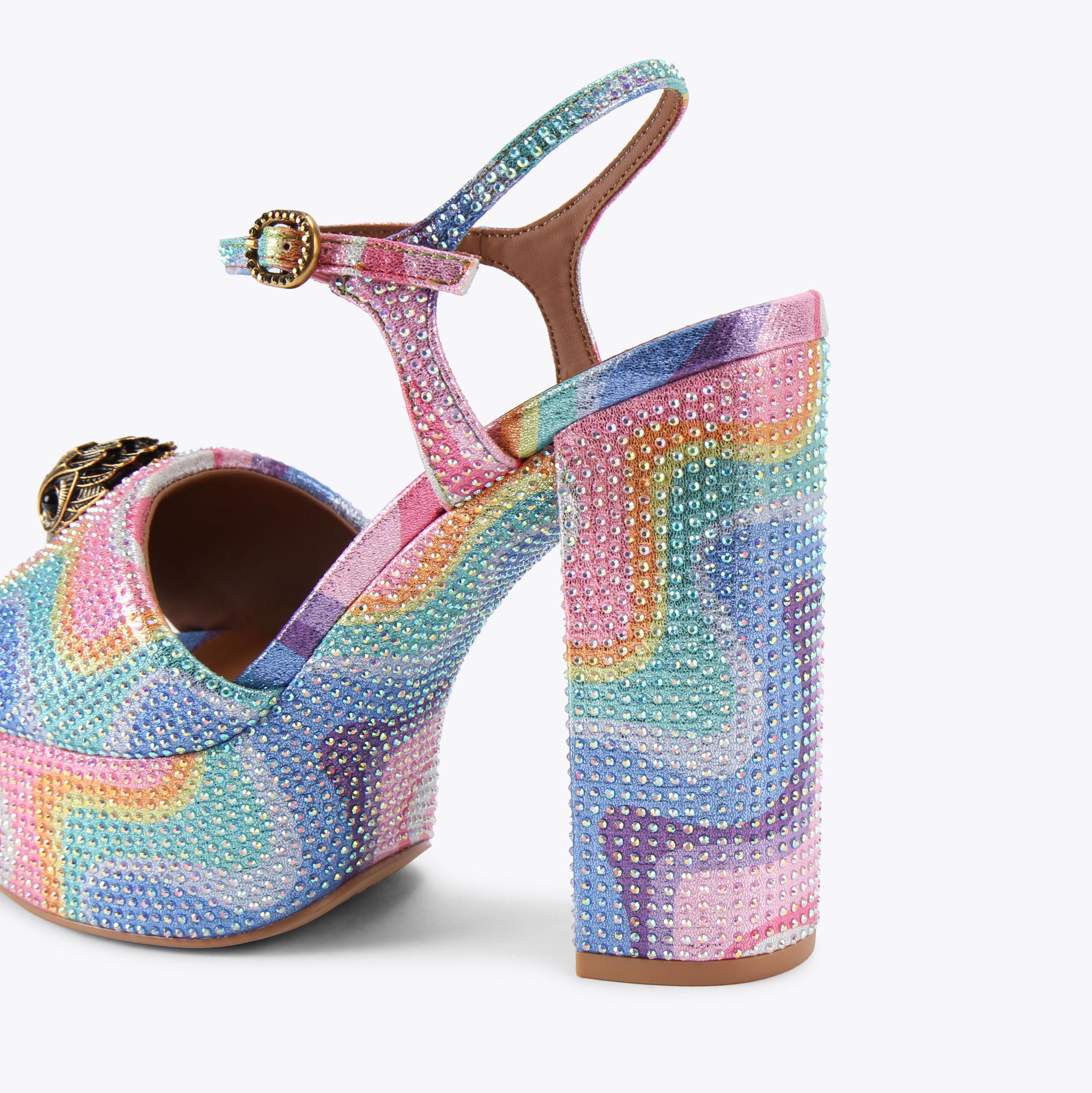 Kensington Platform — Pastel Rainbow Crystal Sandal, detail