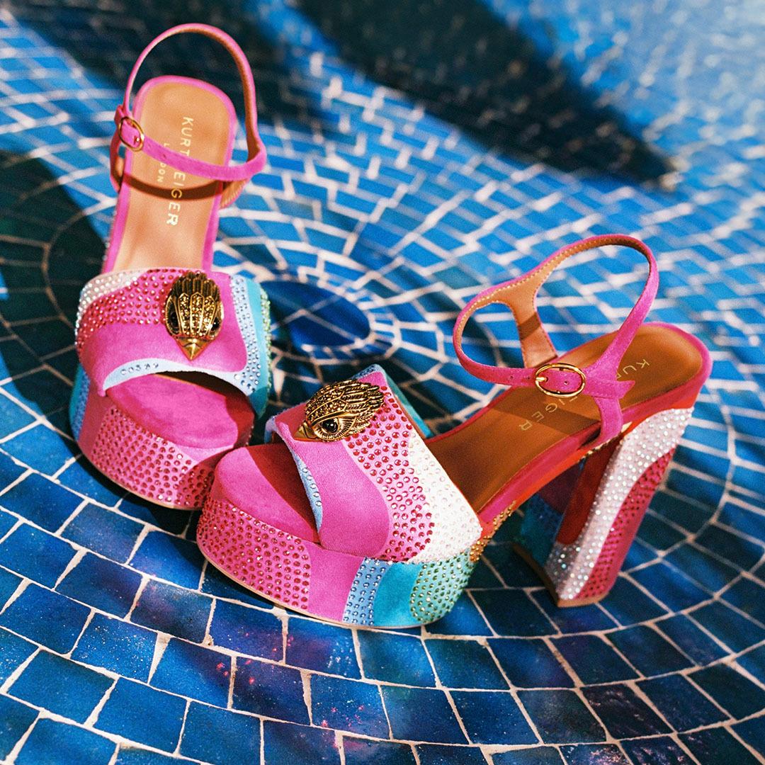 Kensington Platform — Multicolour Swirl Crystal Sandal, view 7
