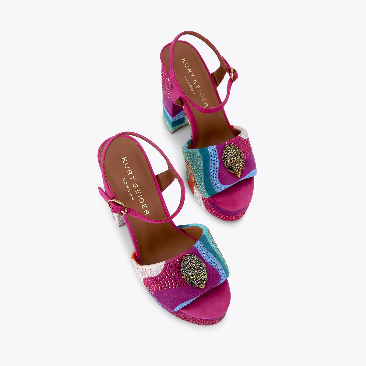 Kensington Platform — Multicolour Swirl Crystal Sandal, view 4