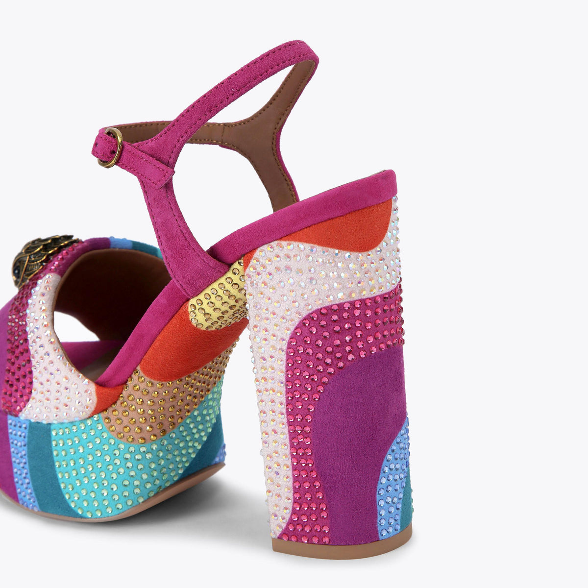 Kensington Platform — Multicolour Swirl Crystal Sandal, detail