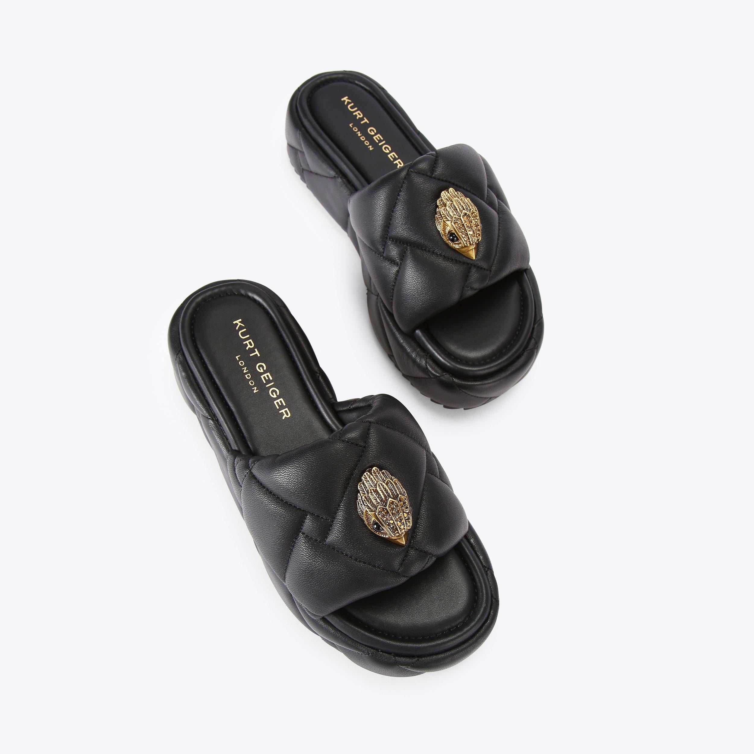 Kensington Puff — Black Leather Flatform Sandal, view 4