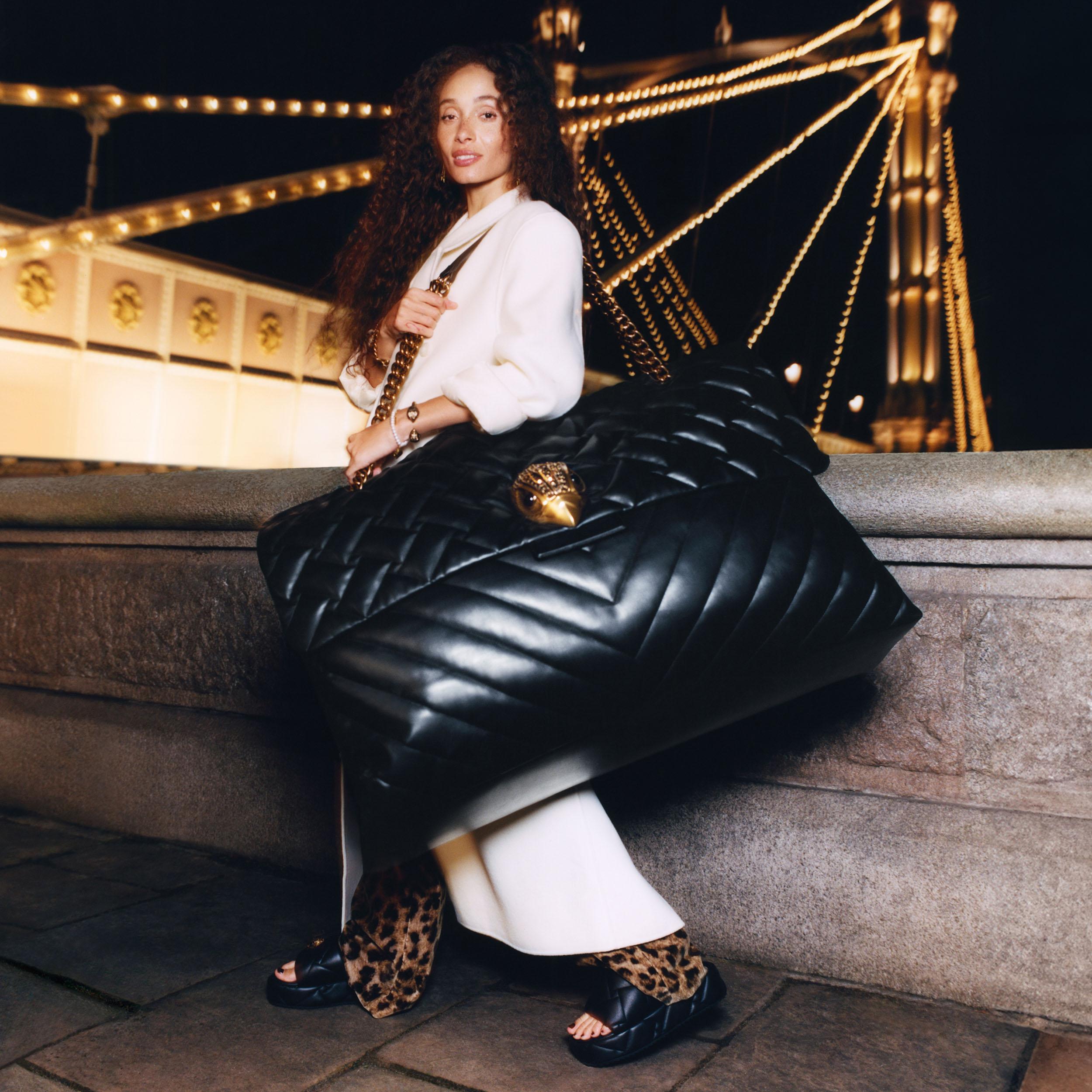 Kensington Puff — Black Leather Flatform Sandal, view 7