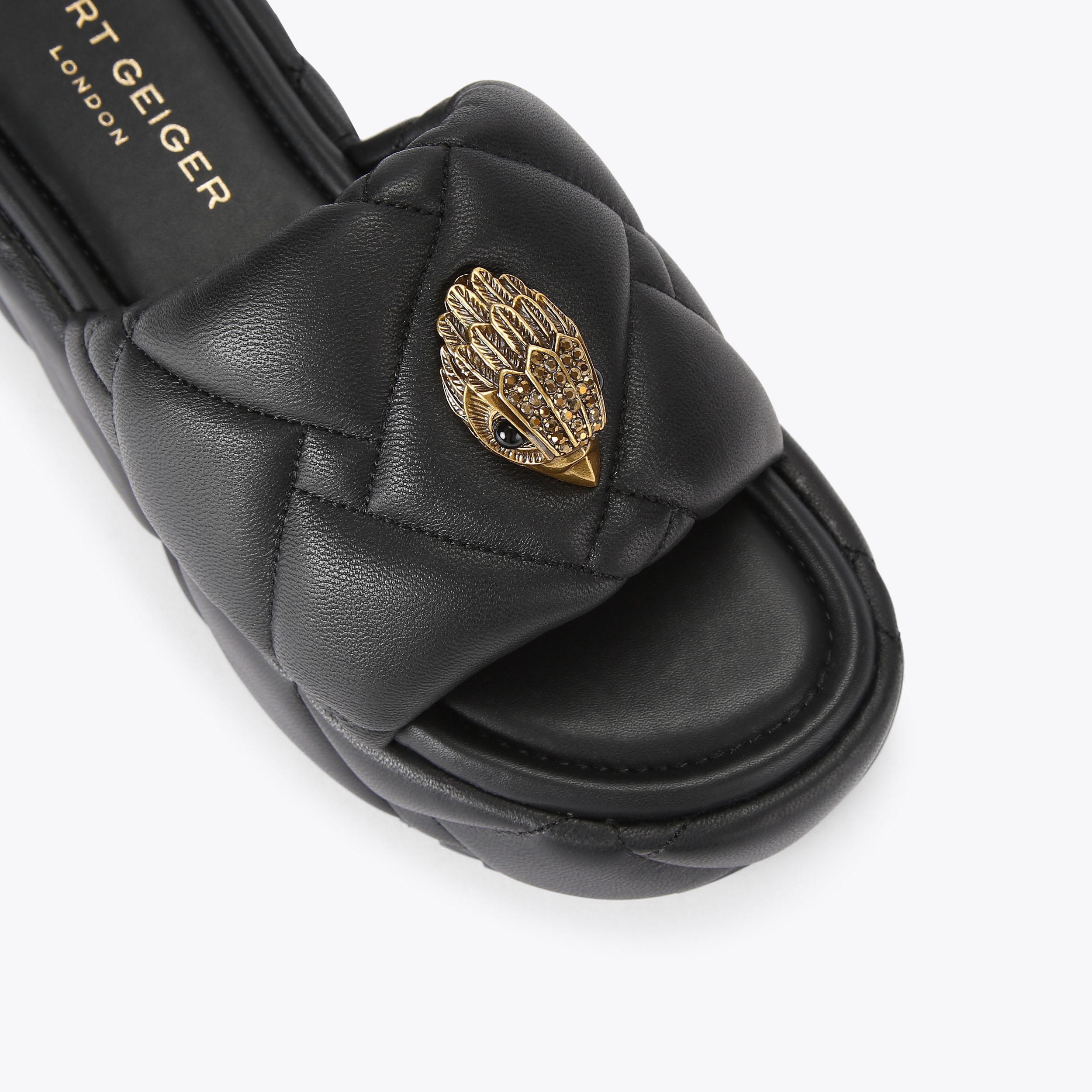 Kensington Puff — Black Leather Flatform Sandal, view 5