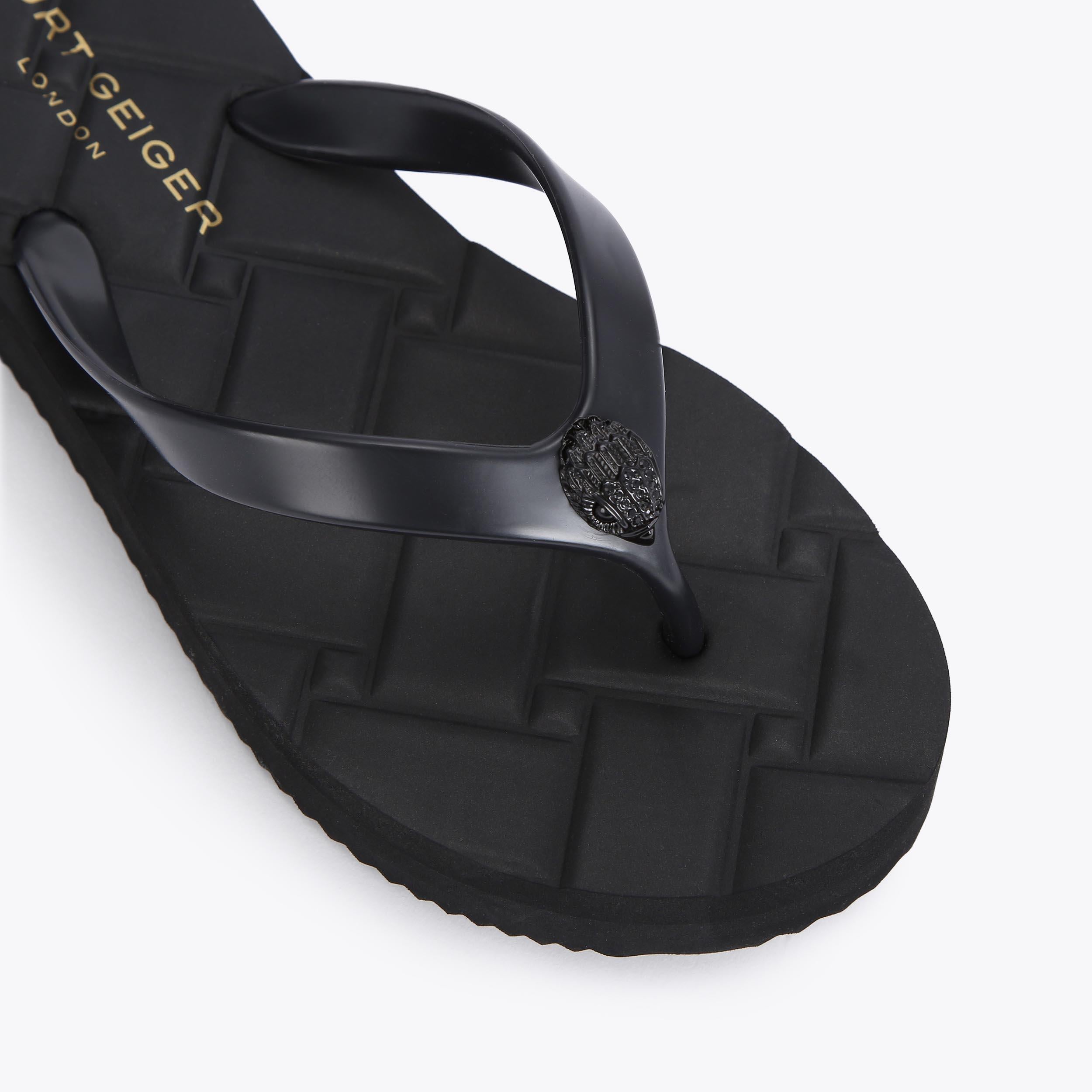 Kensington Quilted — Black Textile Flip Flop, detail