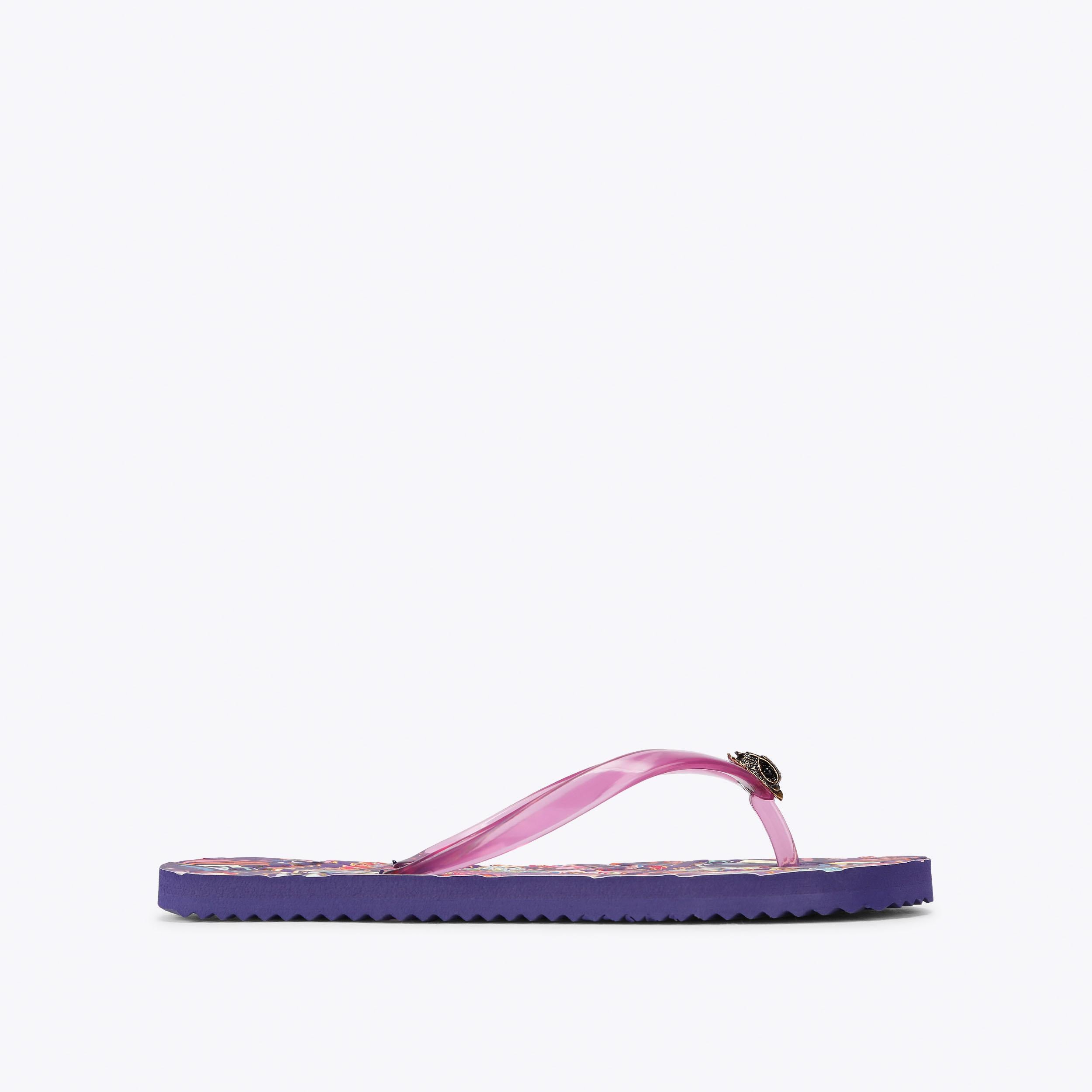 Kensington — Pink Butterfly Print Flip Flop, side profile