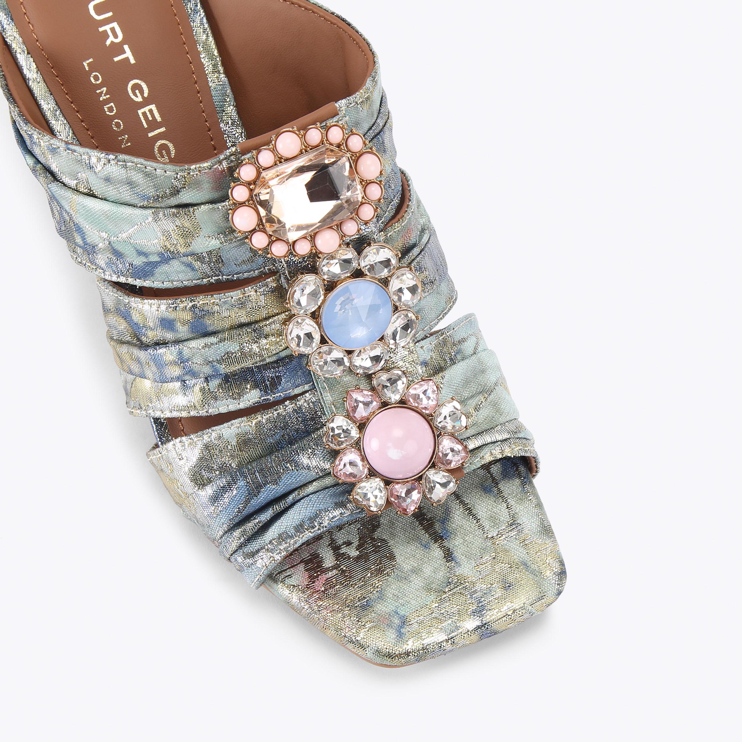 Kensington Soft Bow Mule — Green Iridescent Sandal, view 5