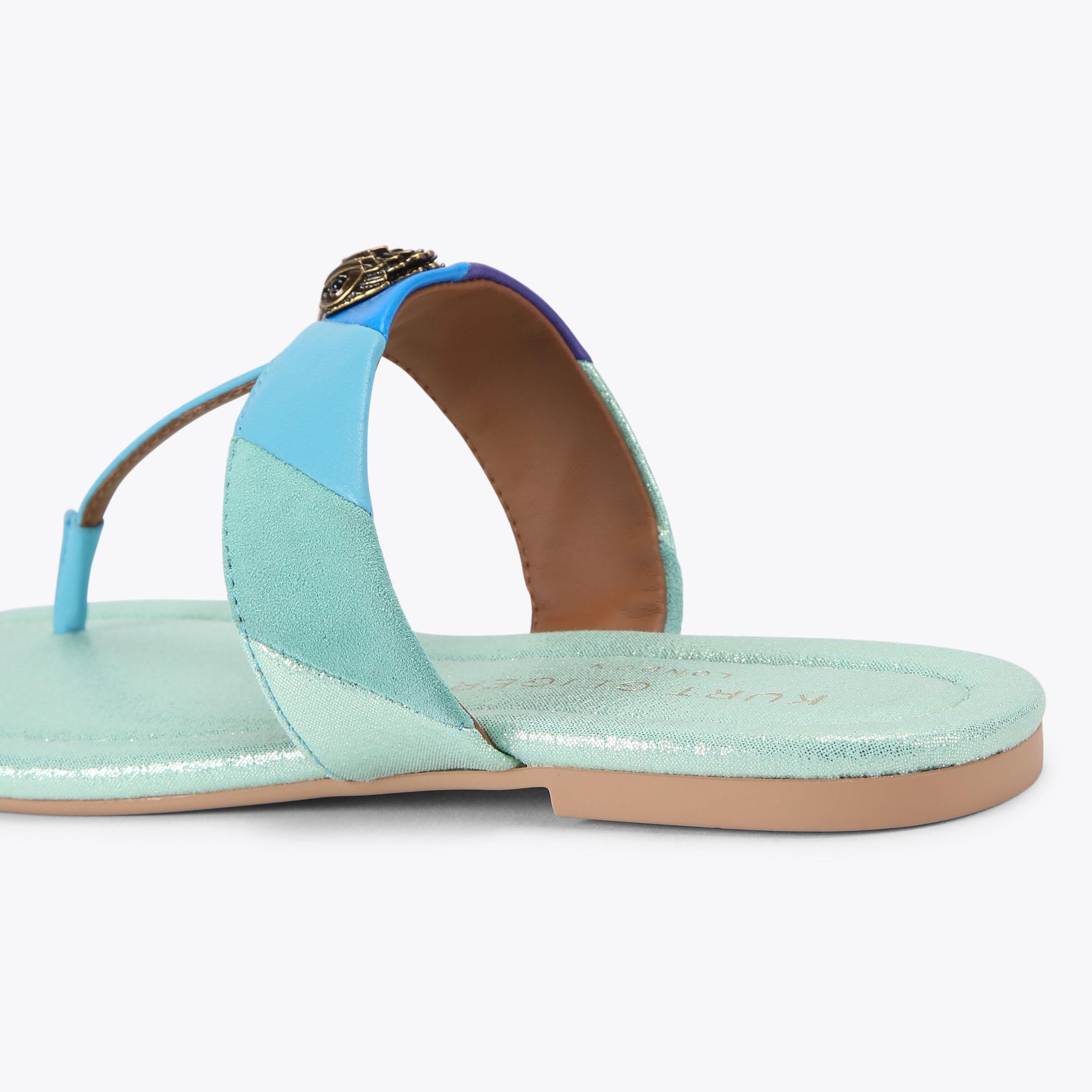 Kensington T-Bar — Blue Leather Sandal, detail