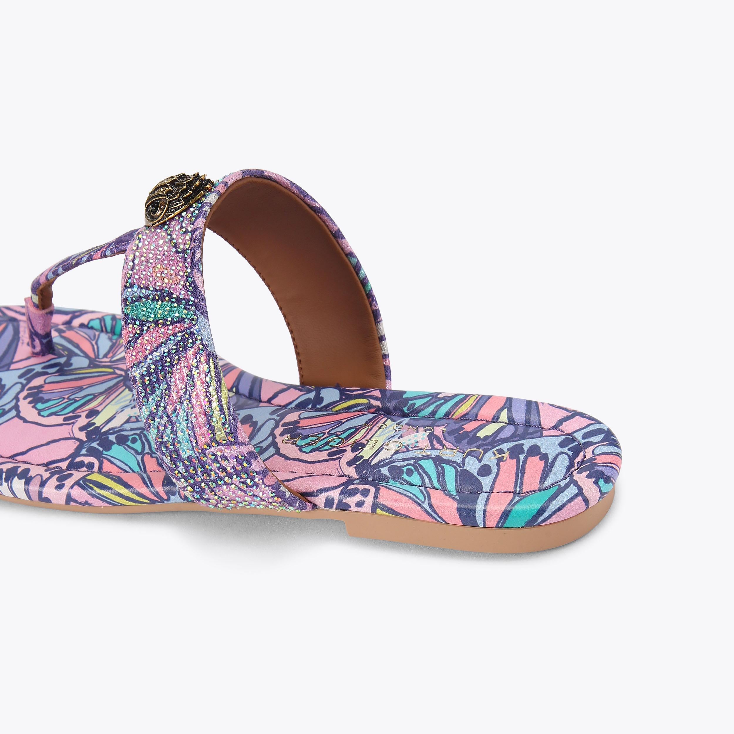 Kensington T-Bar — Lilac Butterfly Print Sandal, detail