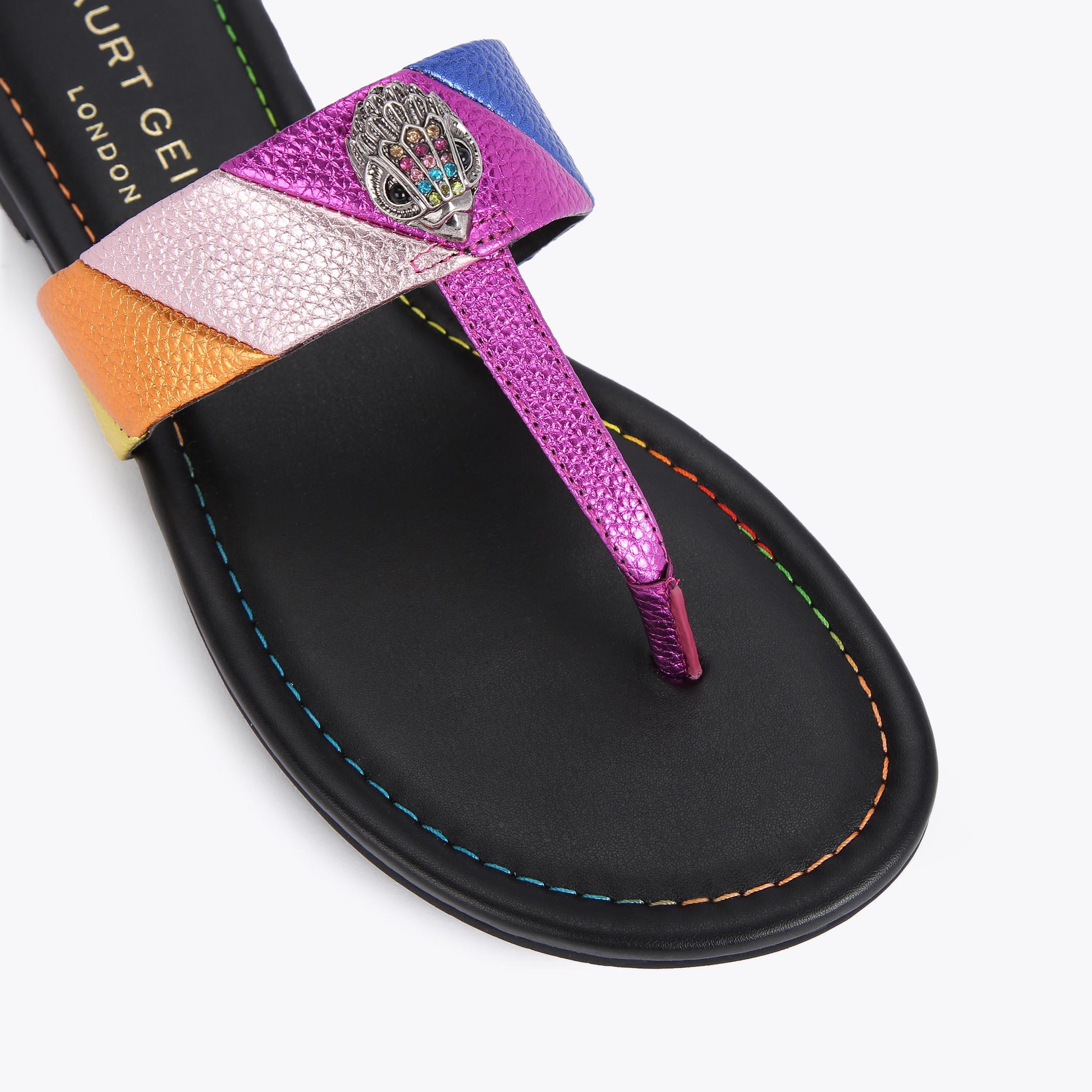 Kensington T-Bar — Multicolour Leather Sandal, detail