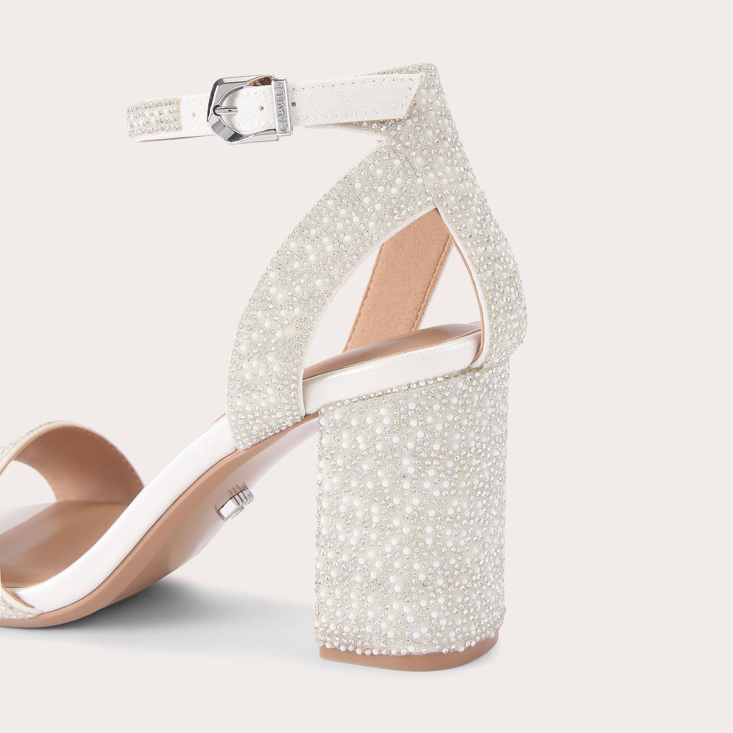 Kianni — White Crystal Heeled Sandal, detail