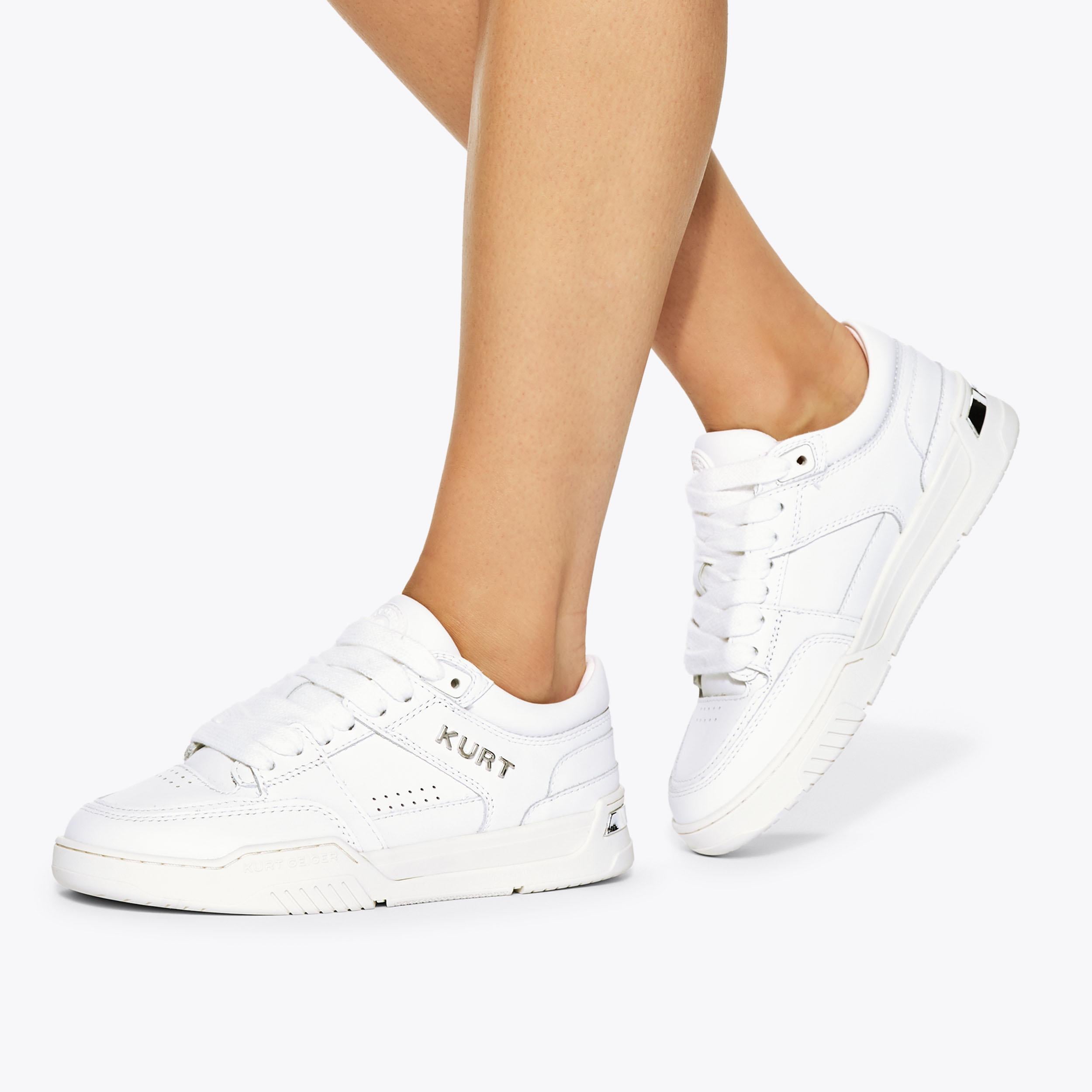 Hatton — White Leather Sneaker, worn on foot