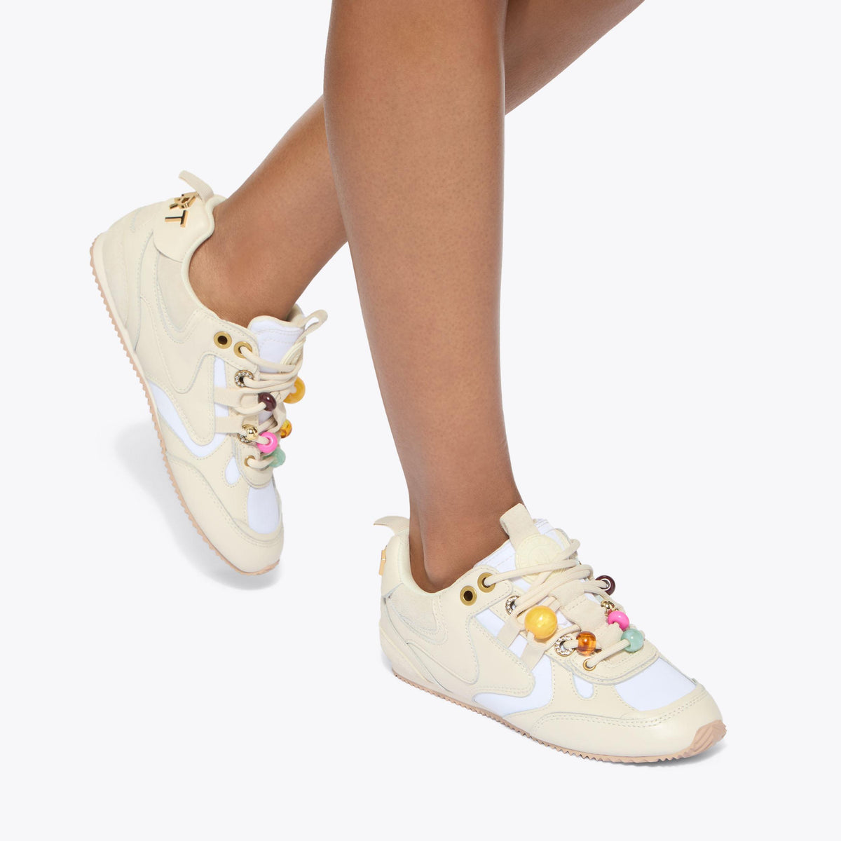 Kurt Bead Slim Runner — Bone Leather Sneaker, worn on foot