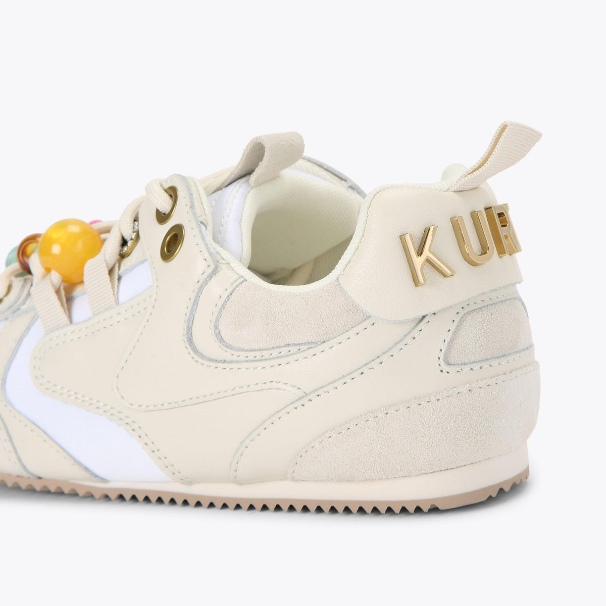 Kurt Bead Slim Runner — Bone Leather Sneaker, detail