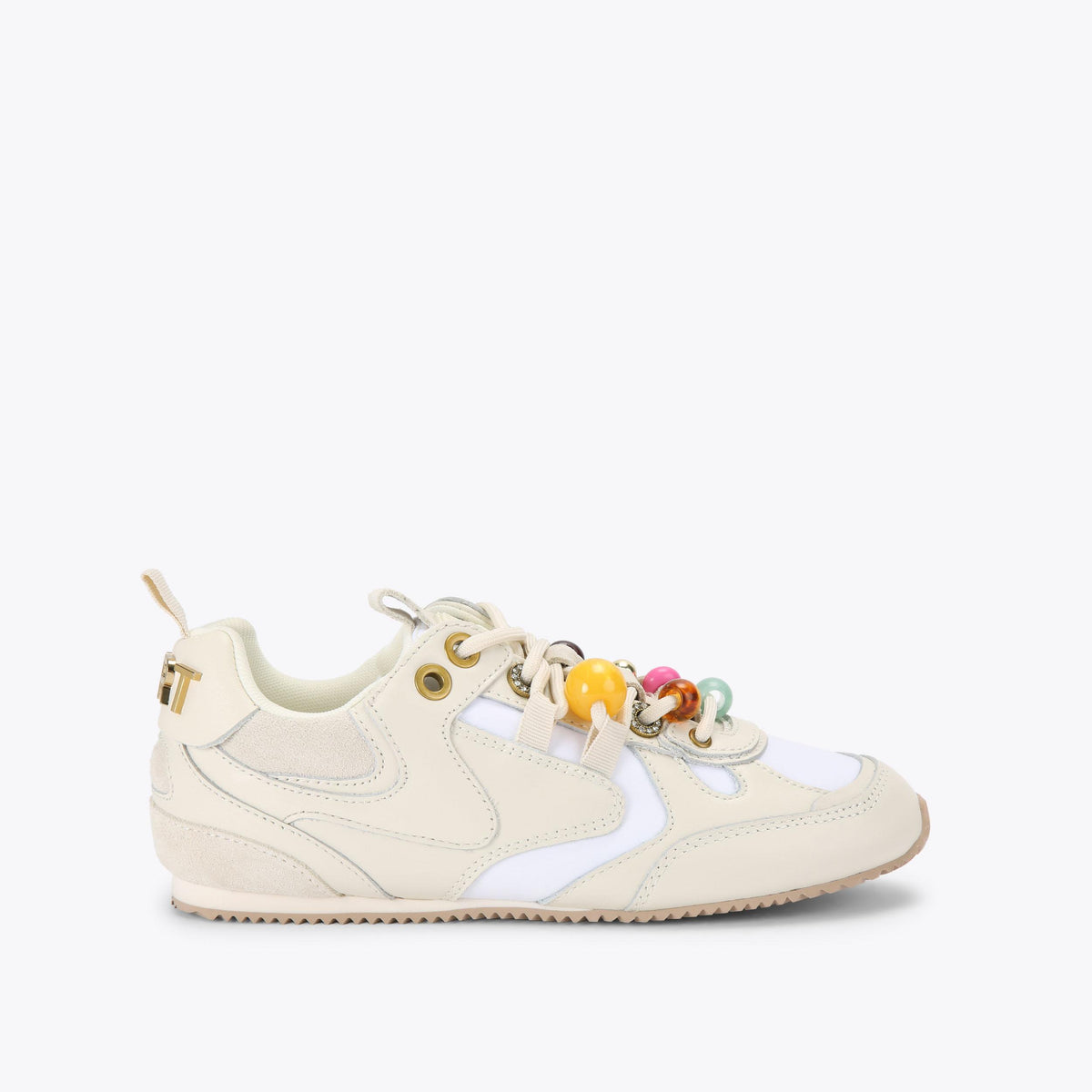 Kurt Bead Slim Runner — Bone Leather Sneaker, side profile